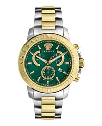 Versace Mens Two Tone 45mm Bracelet Fashion Watch