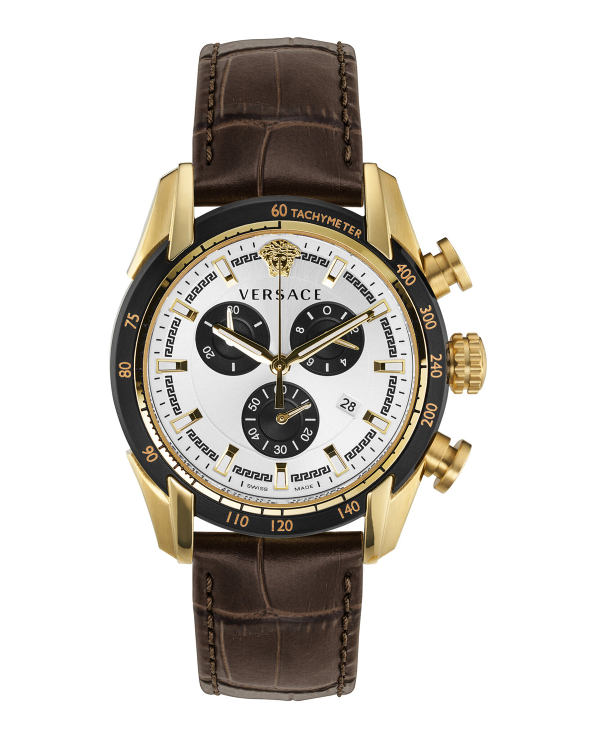 Versace Mens Gold 44mm Strap Fashion Watch