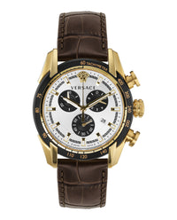 Versace Mens Gold 44mm Strap Fashion Watch