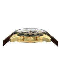 Versace Mens Gold 44mm Strap Fashion Watch
