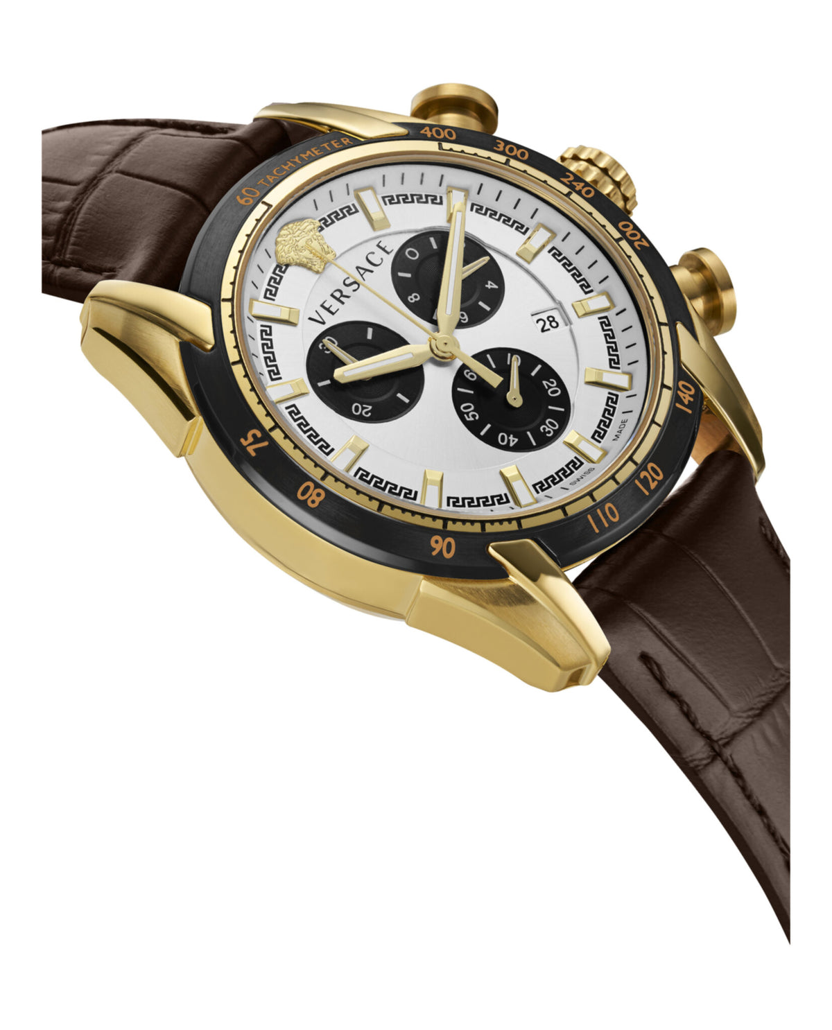 Versace Mens Gold 44mm Strap Fashion Watch