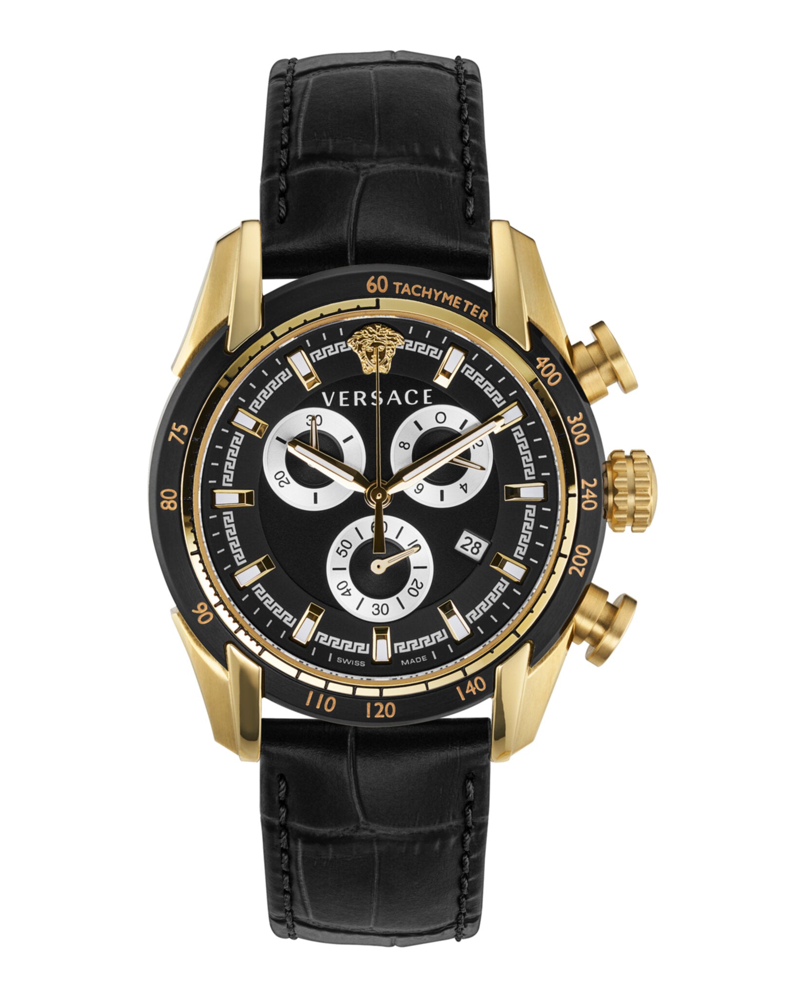 Versace Versace Mens  Gold 44mm Strap Fashion Watch