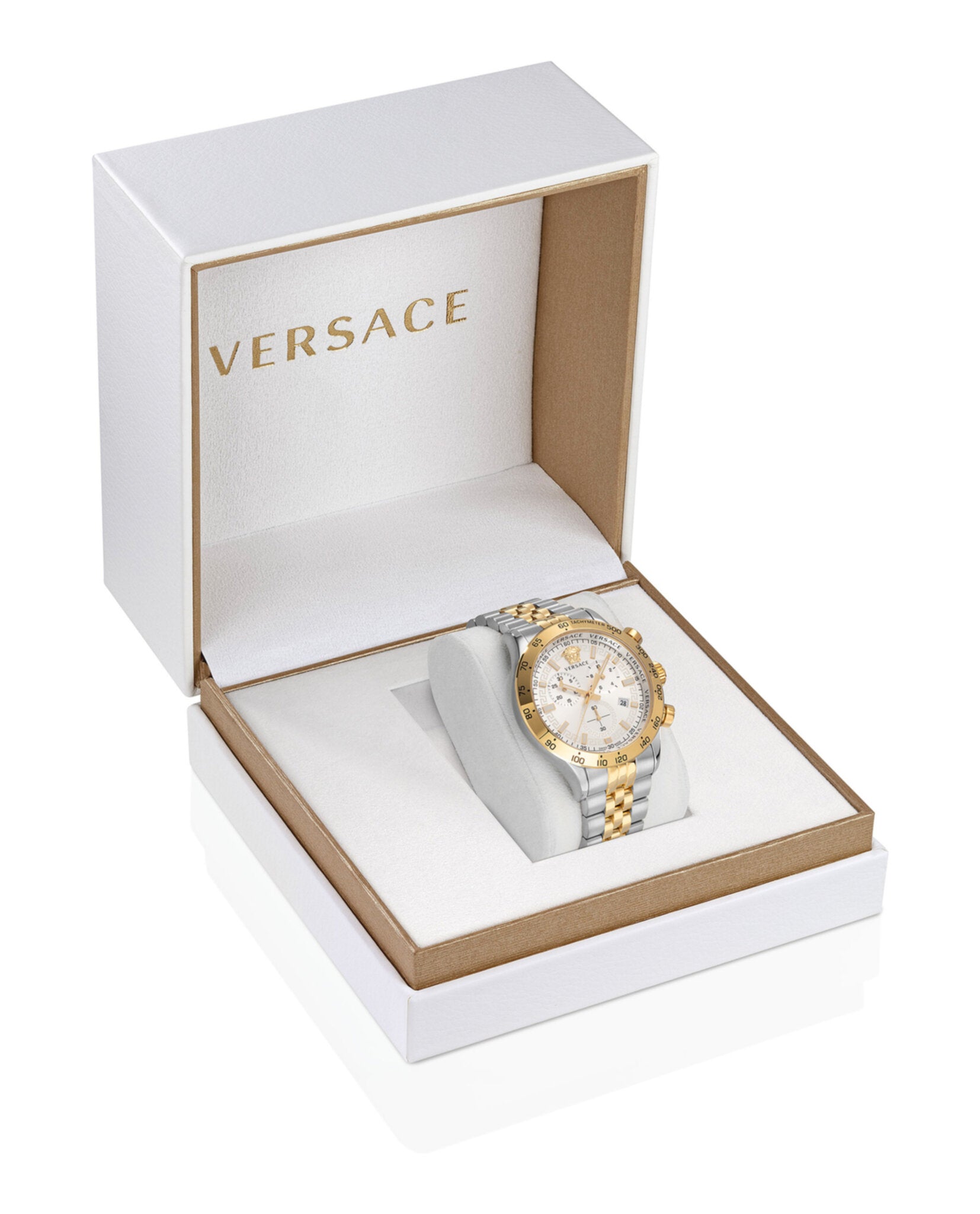 Versace Mens Two Tone 44mm Bracelet Fashion Watch