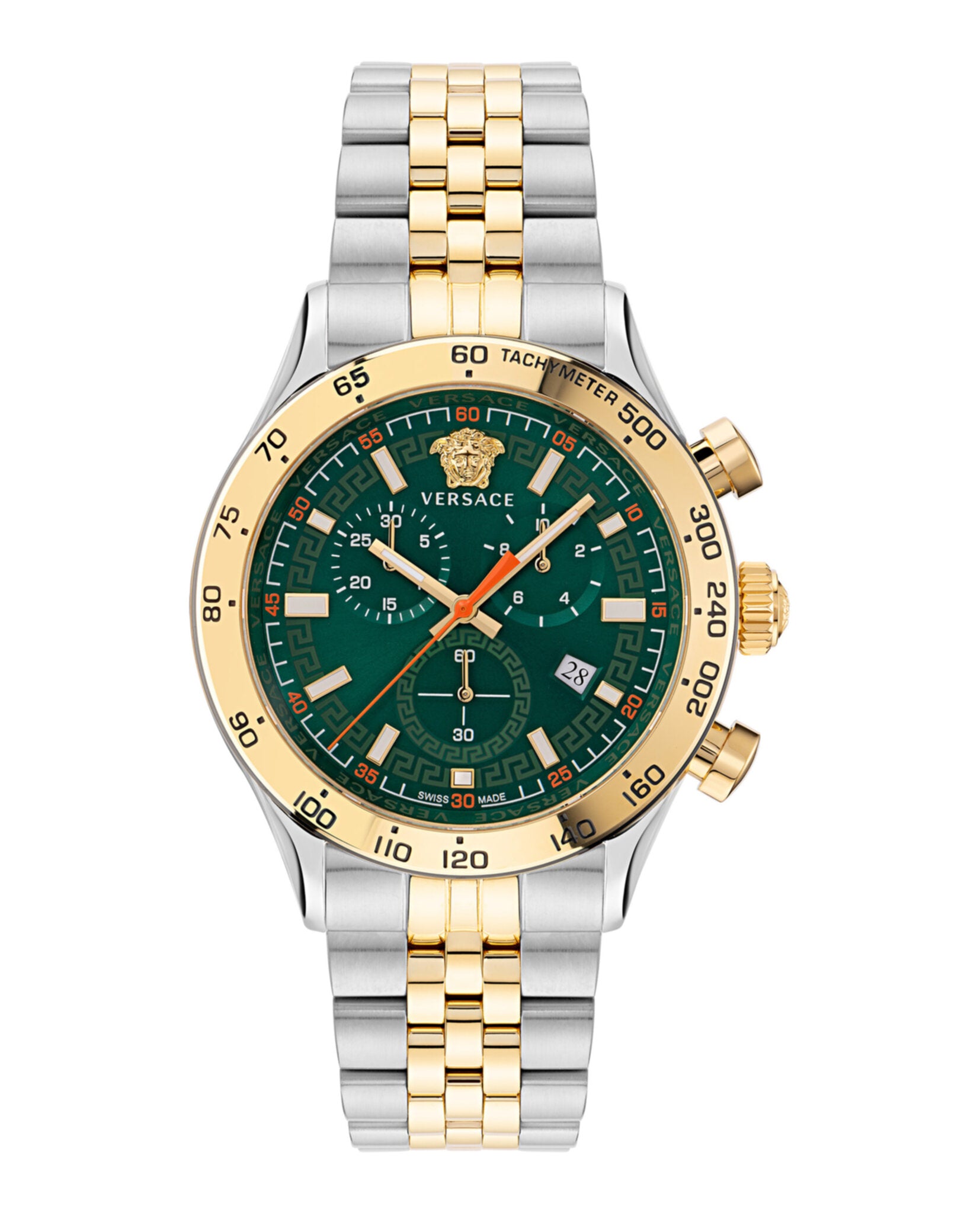 Versace Mens Two Tone 44mm Bracelet Fashion Watch