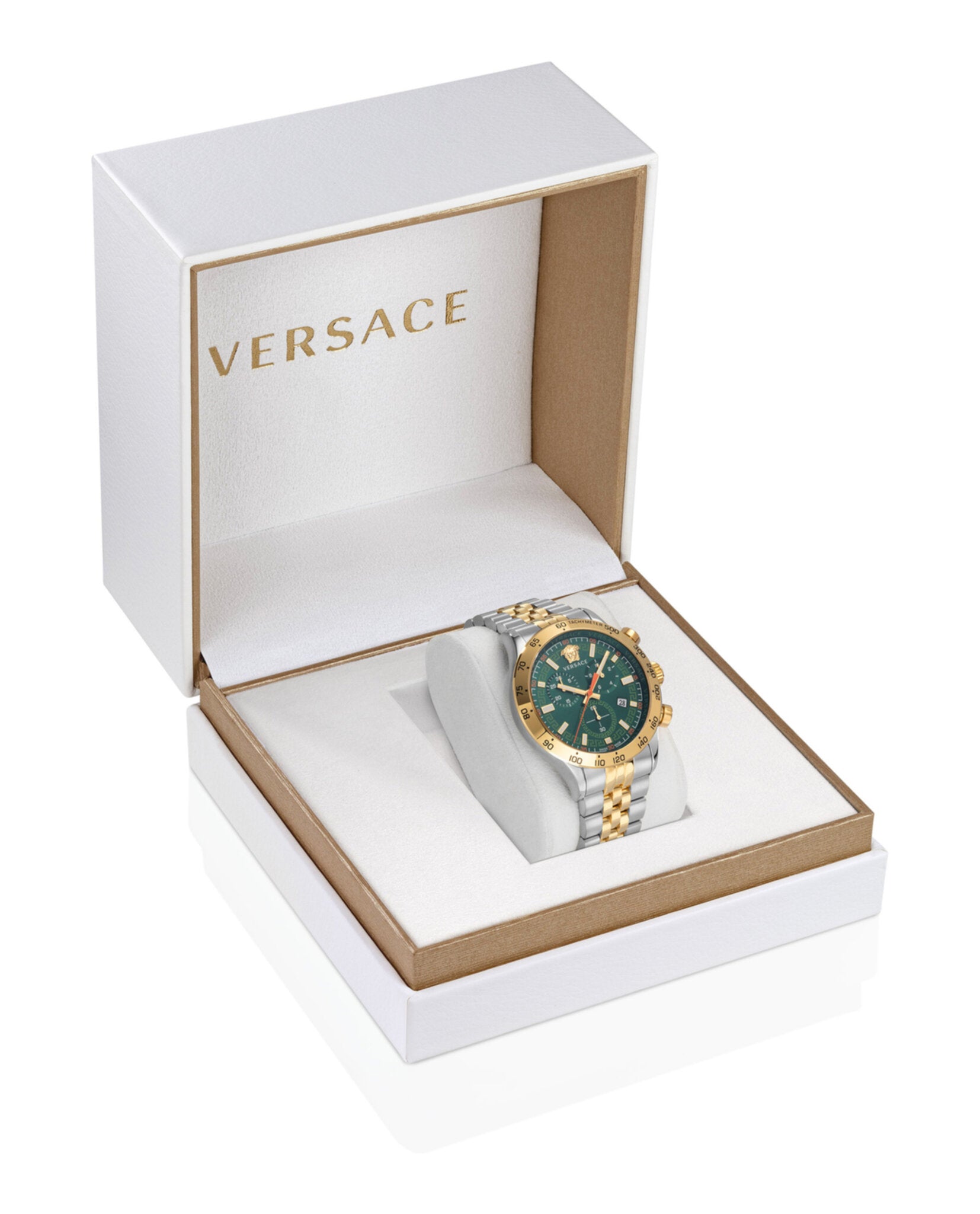 Versace Mens Two Tone 44mm Bracelet Fashion Watch