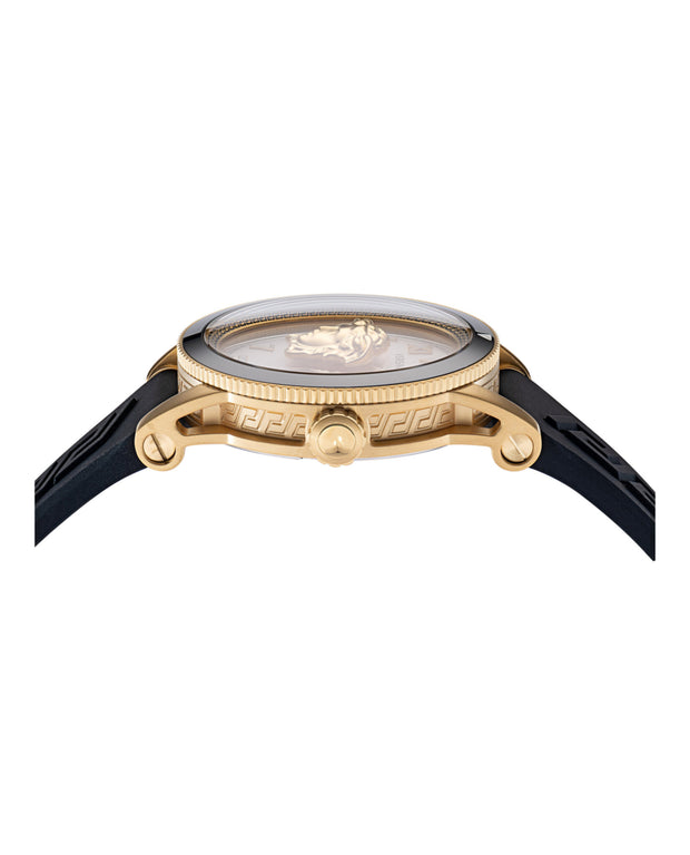 Versace Mens V-Palazzo IP Yellow Gold 43mm Strap Fashion Watch