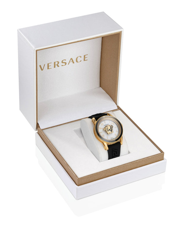 Versace Mens V-Palazzo IP Yellow Gold 43mm Strap Fashion Watch