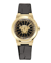 Versace Womens IP Yellow Gold 38mm Strap Fashion Watch