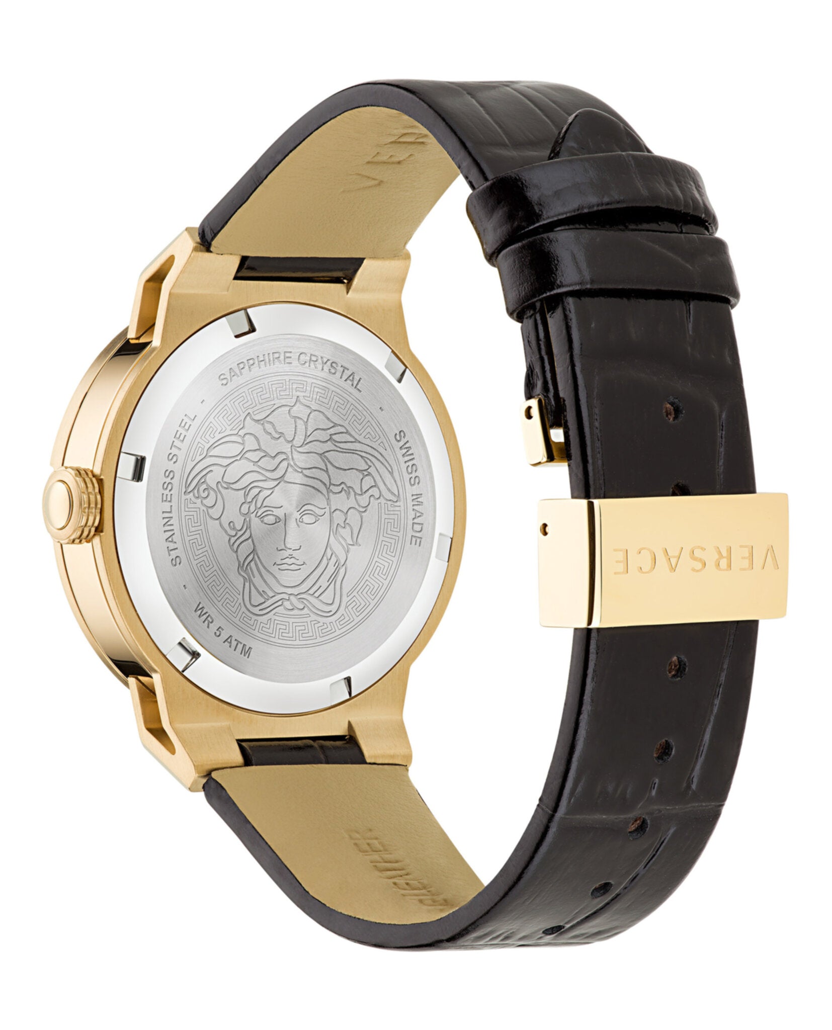 Versace Womens IP Yellow Gold 38mm Strap Fashion Watch