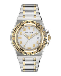 Versace Mens Two Tone 44mm Bracelet Fashion Watch