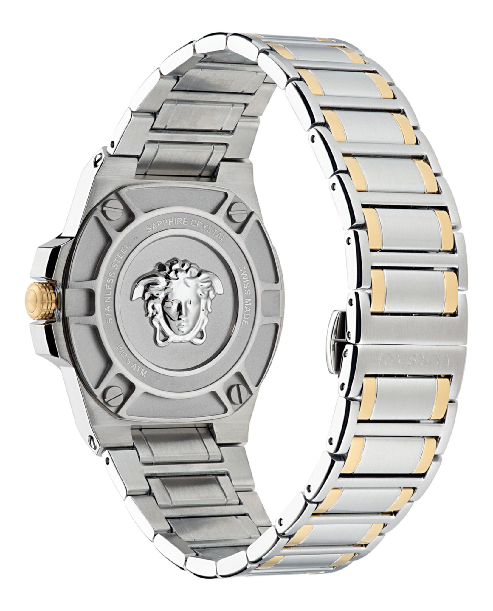 Versace Mens Two Tone 44mm Bracelet Fashion Watch