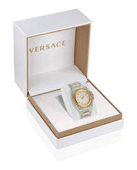 Versace Mens Two Tone 44mm Bracelet Fashion Watch