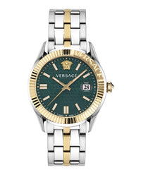 Versace Mens Greca Time Two Tone 41mm Bracelet Fashion Watch Two Tone