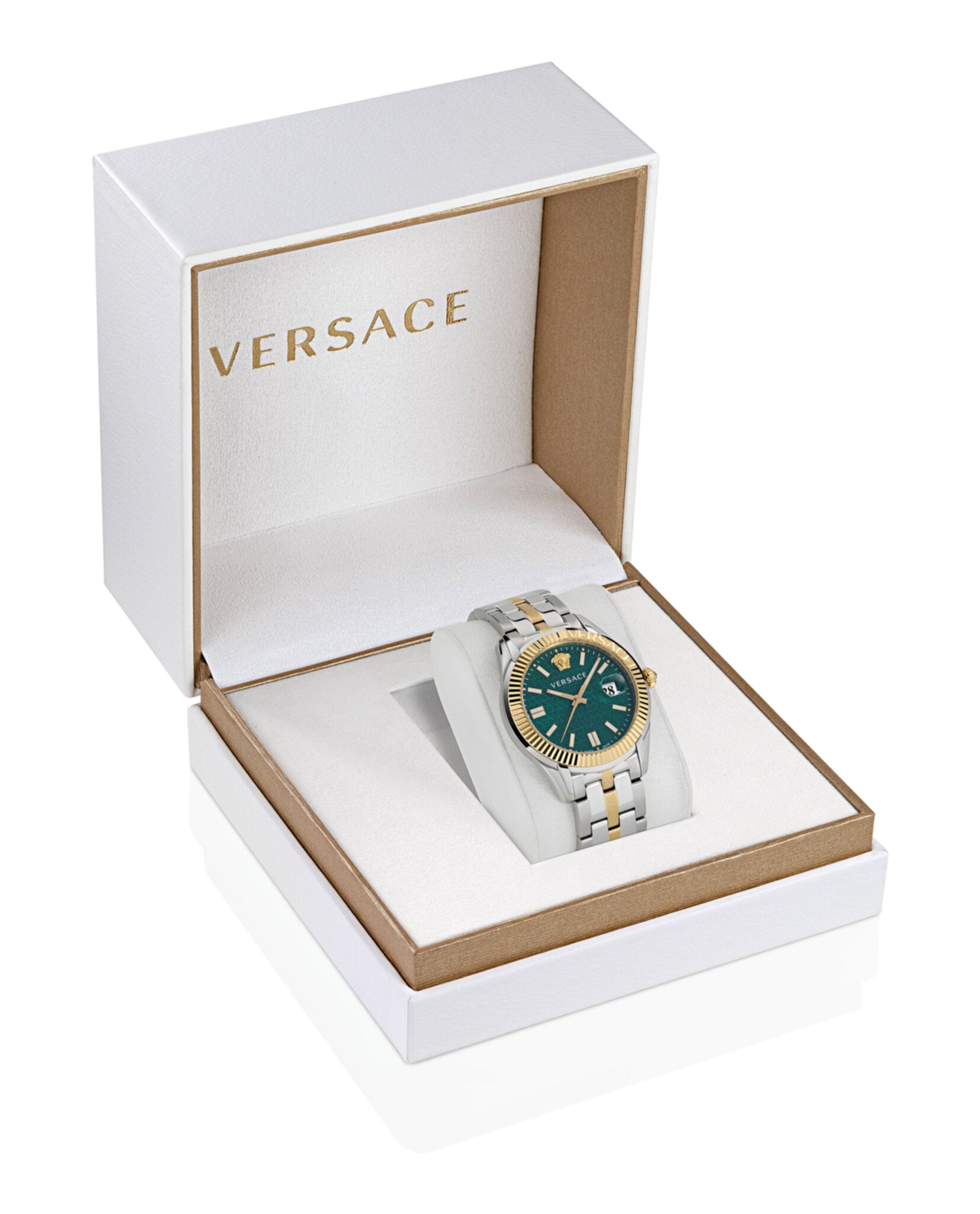 Versace Mens Greca Time Two Tone 41mm Bracelet Fashion Watch