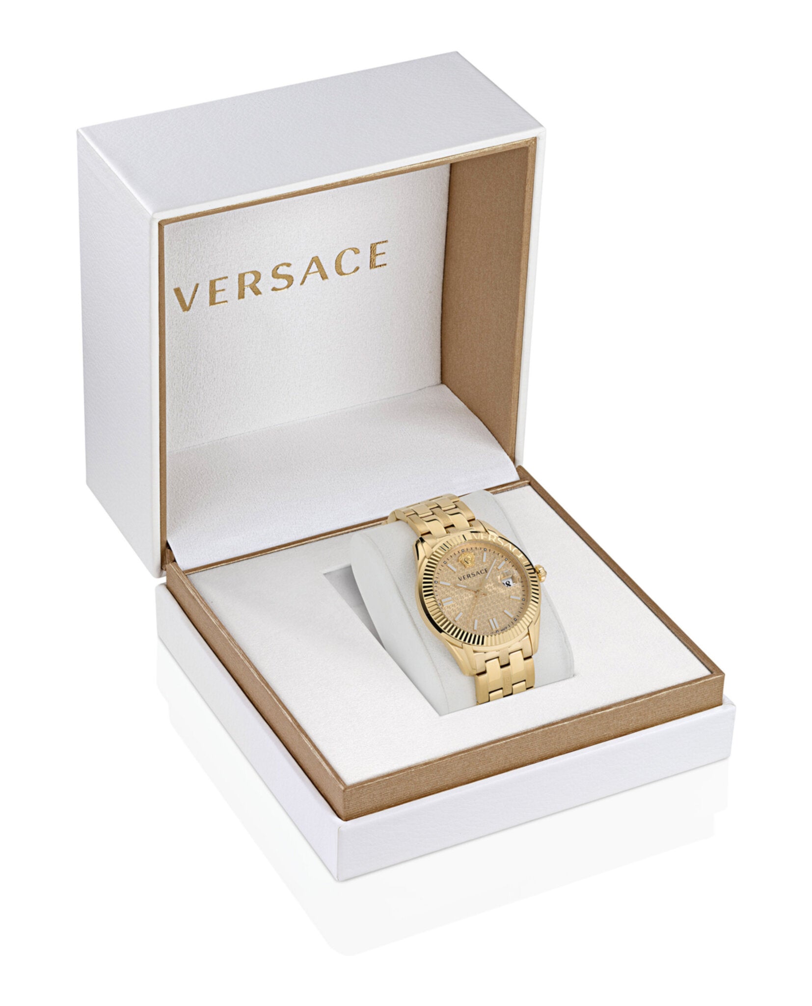 Versace Mens IP Yellow Gold 41mm Bracelet Fashion Watch