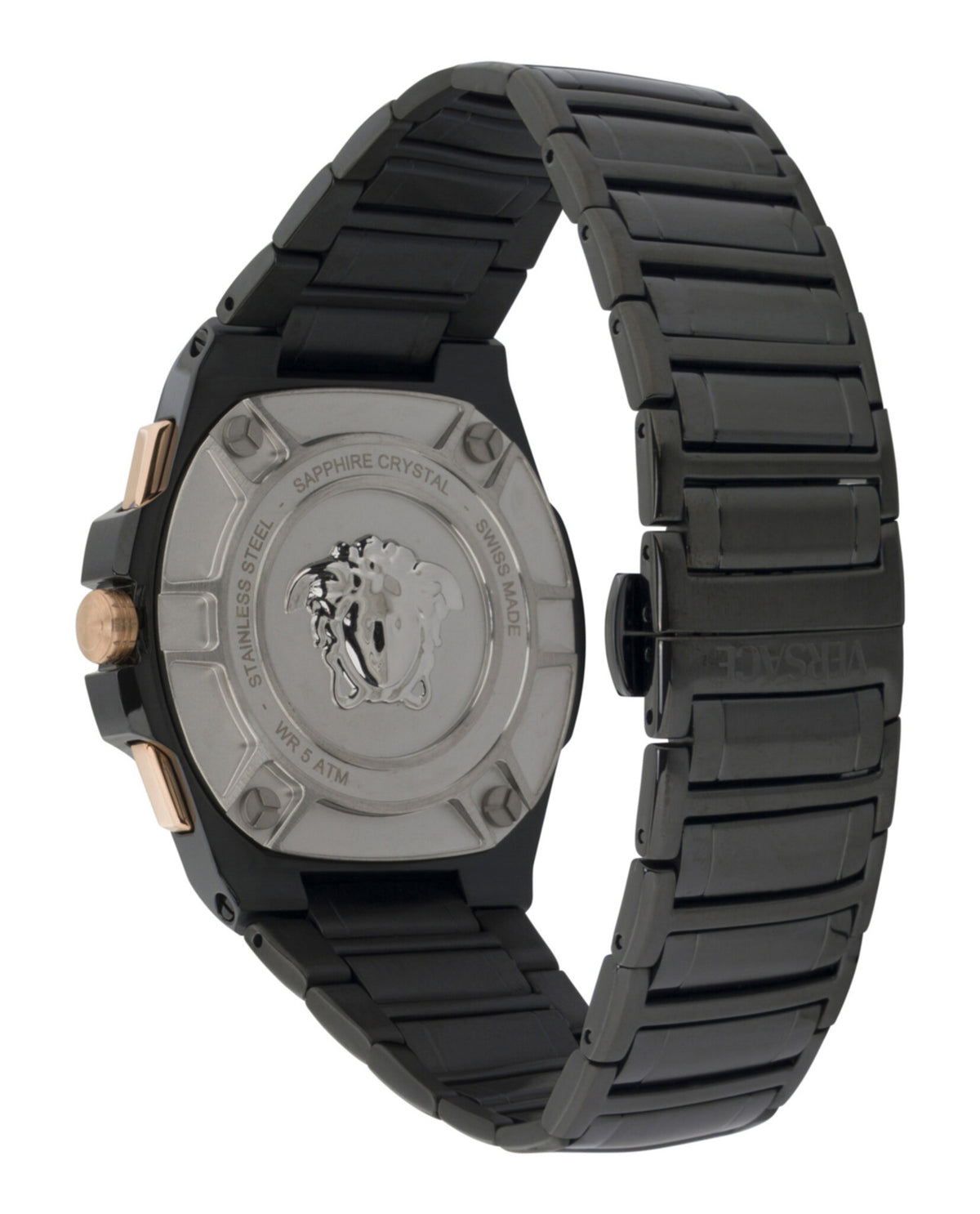 Versace Mens IP Black 43mm Bracelet Fashion Watch