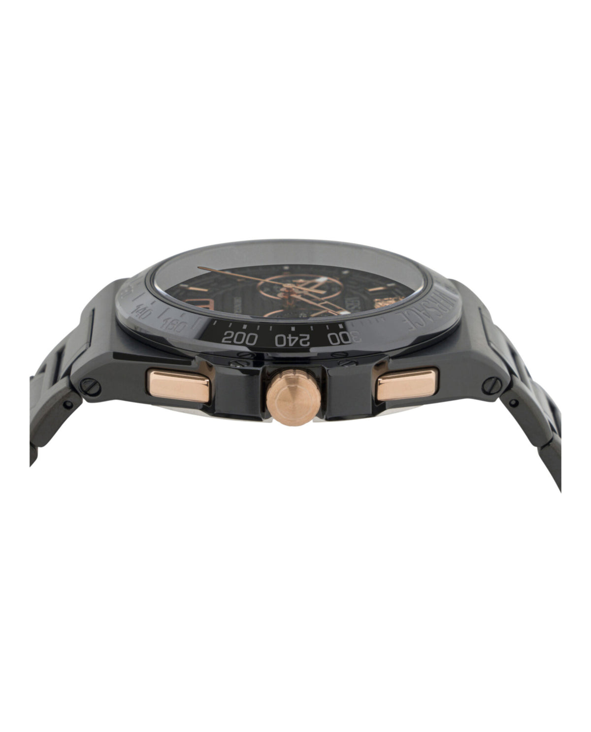Versace Mens IP Black 43mm Bracelet Fashion Watch