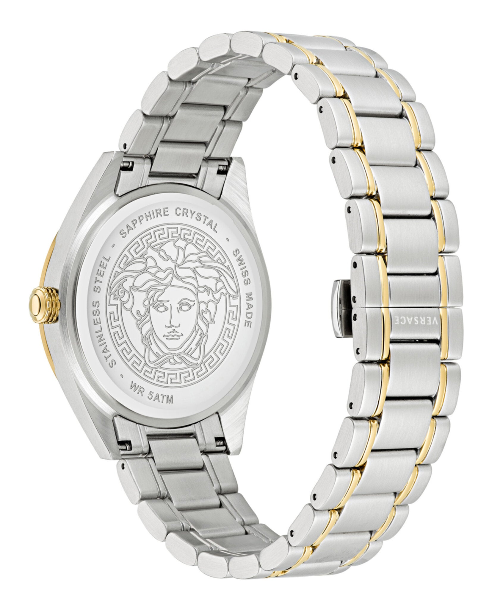 Versace Mens Two Tone 42mm Bracelet Fashion Watch