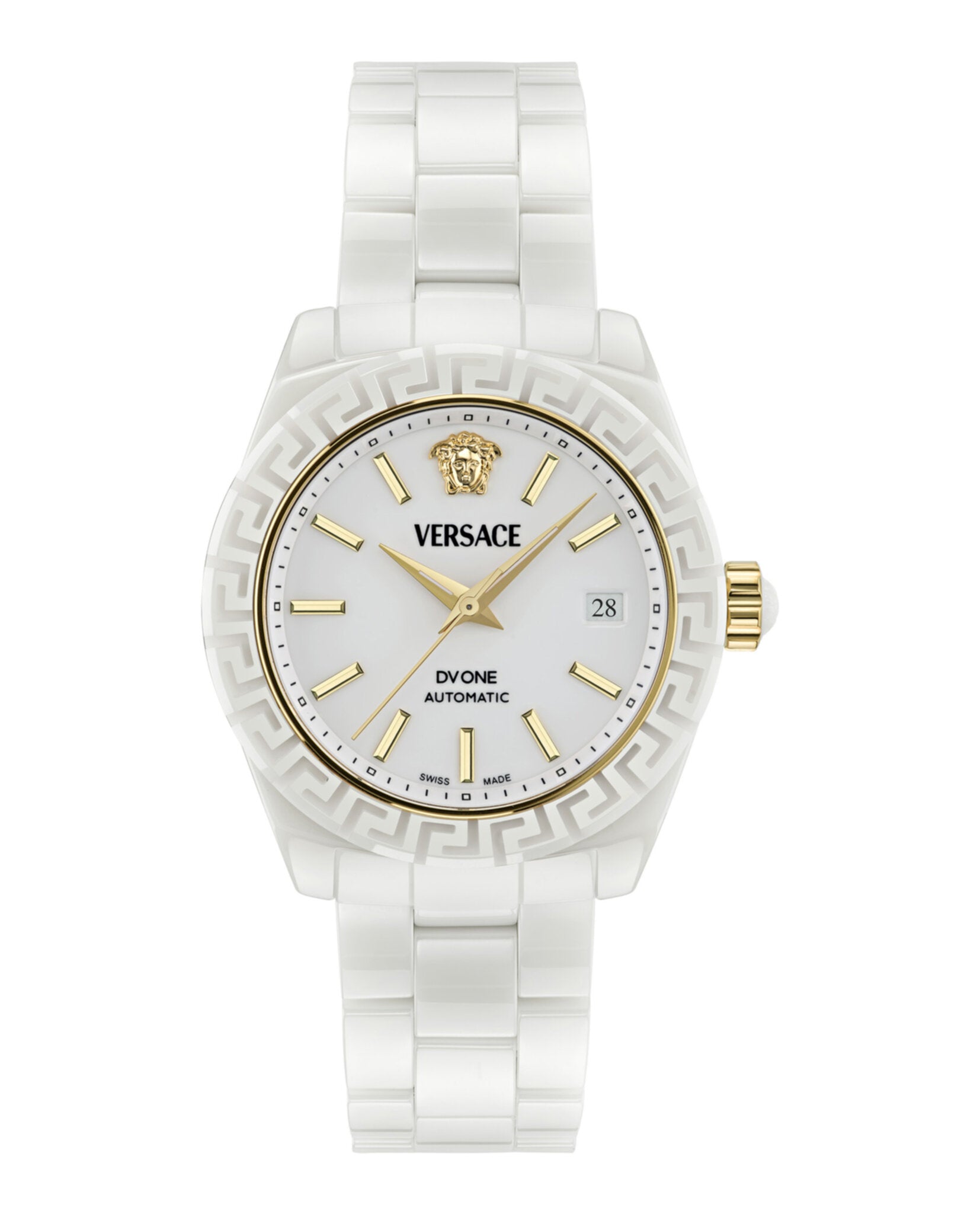 Versace Womens DV One White Ceramic 40mm Bracelet Fashion Watch White Ceramic