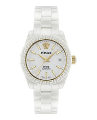 Versace Womens DV One White Ceramic 40mm Bracelet Fashion Watch White Ceramic