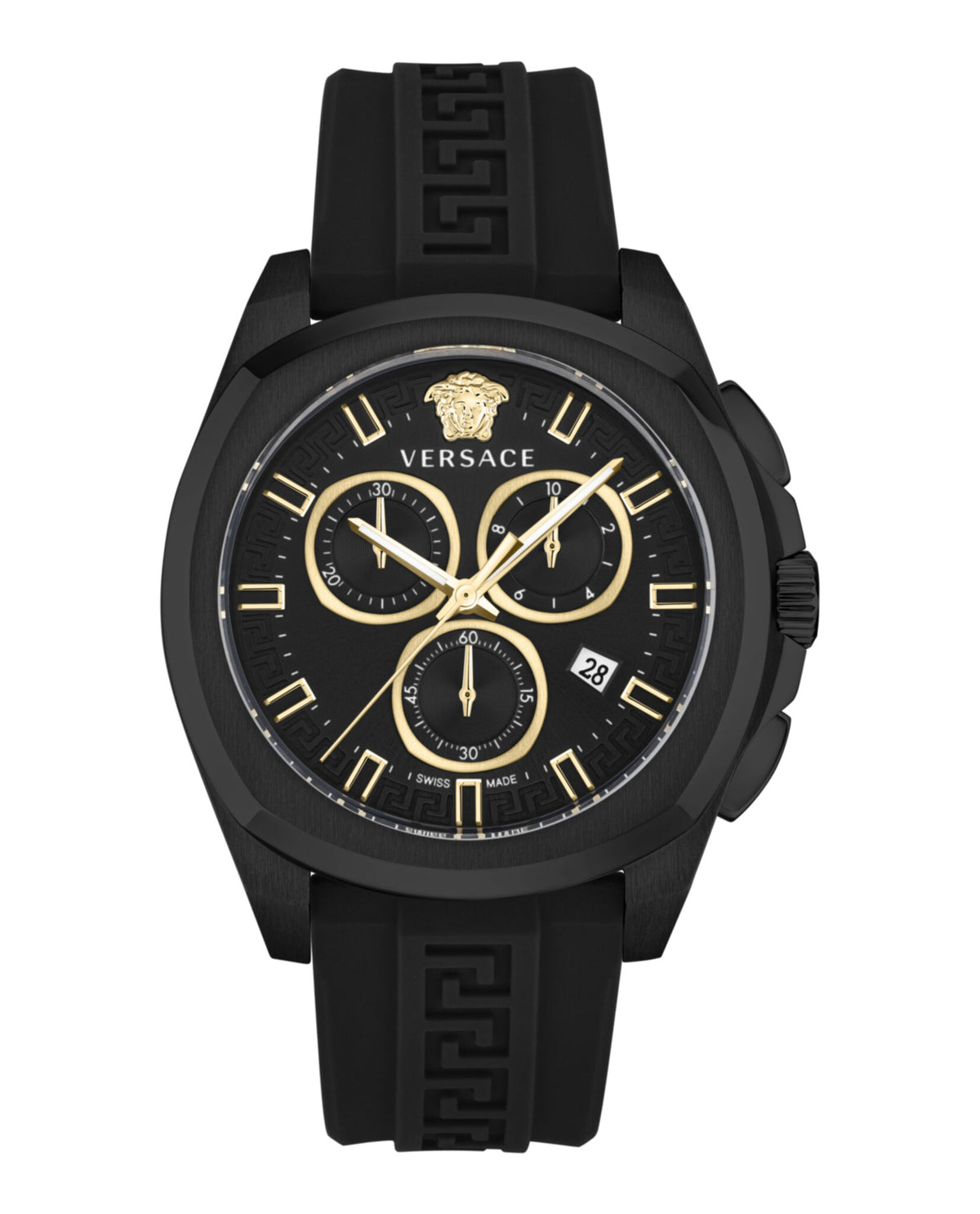 Versace Versace Mens  Black 43mm Strap Fashion Watch