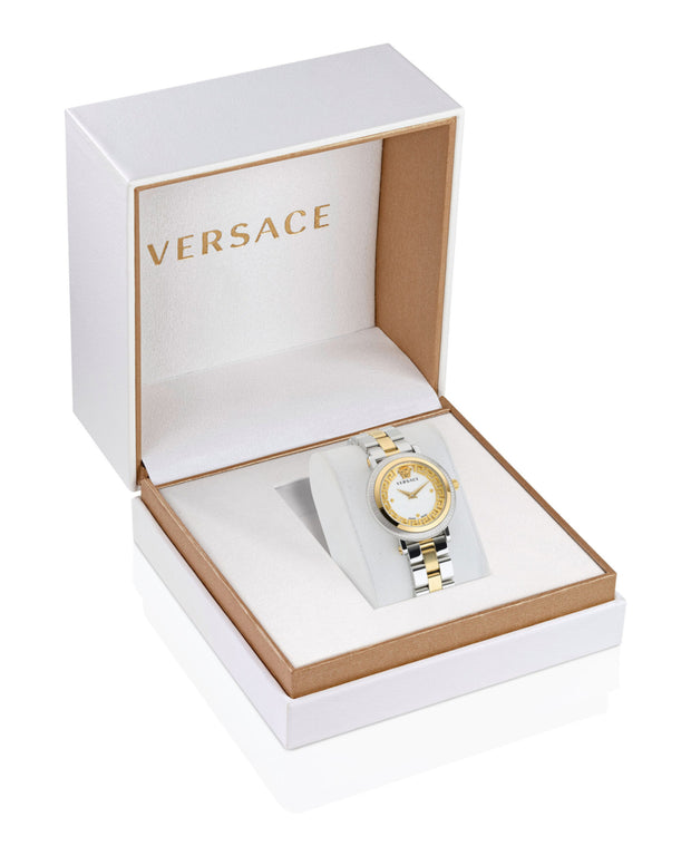 Versace Womens Greca Flourish Two Tone 35mm Bracelet Fashion Watch