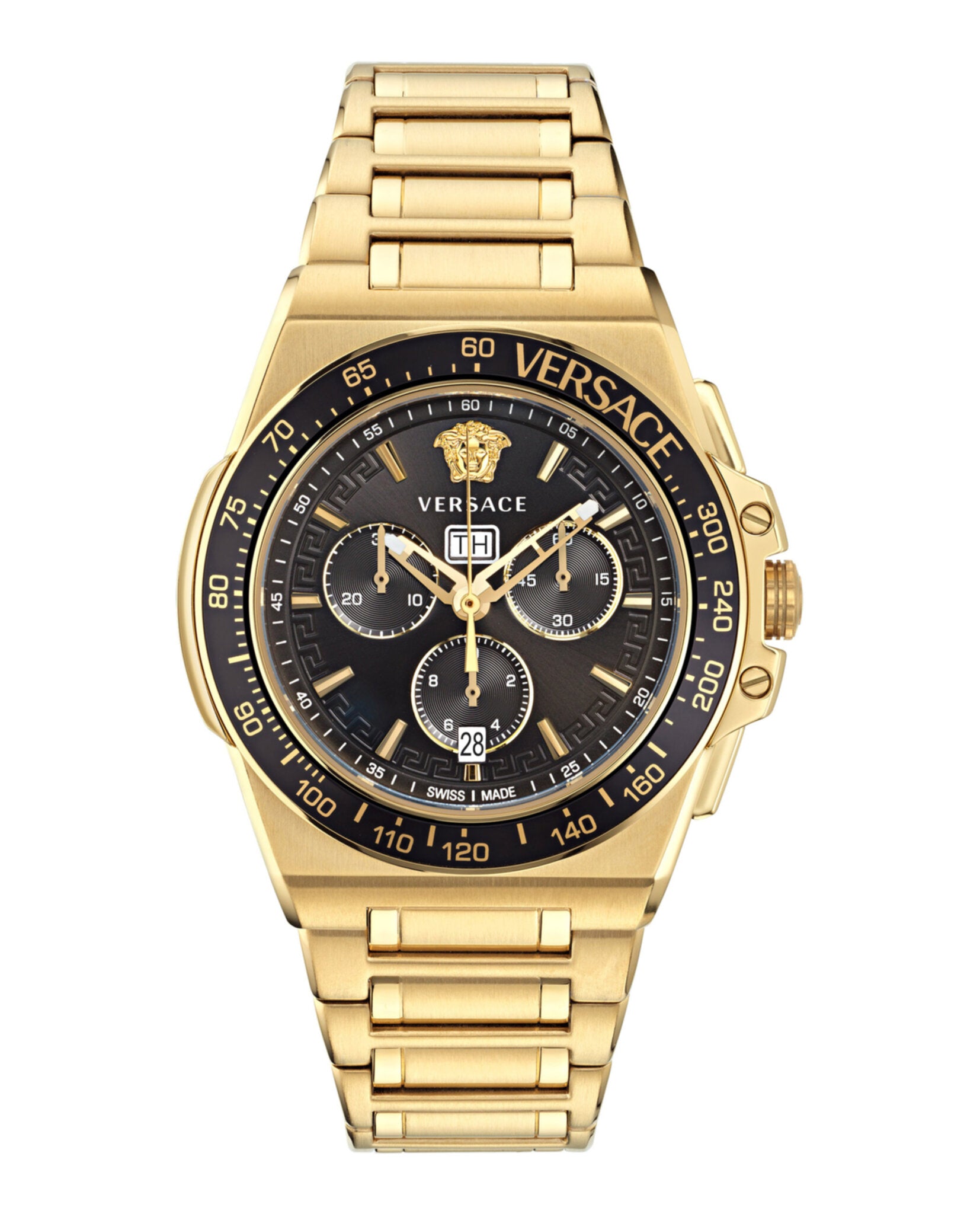 Versace Mens Gold 45mm Bracelet Fashion Watch