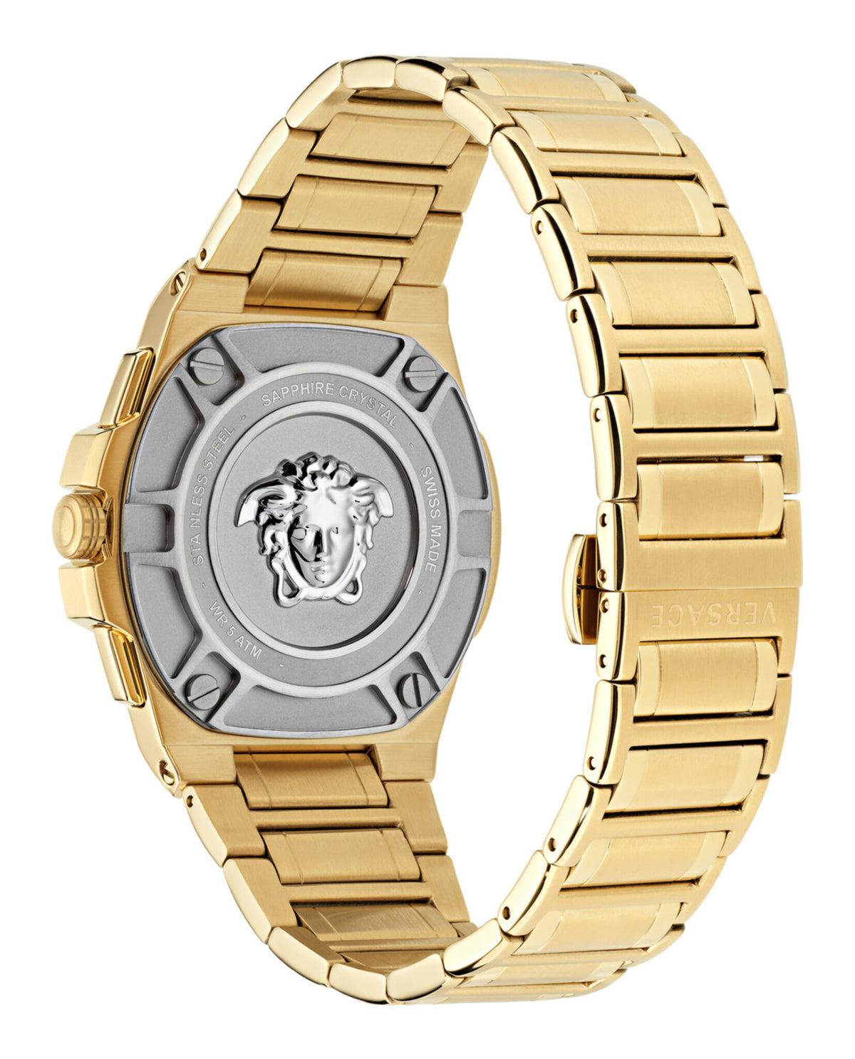 Versace Mens Gold 45mm Bracelet Fashion Watch