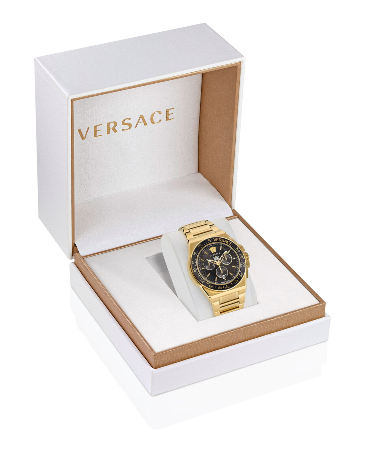 Versace Mens Gold 45mm Bracelet Fashion Watch