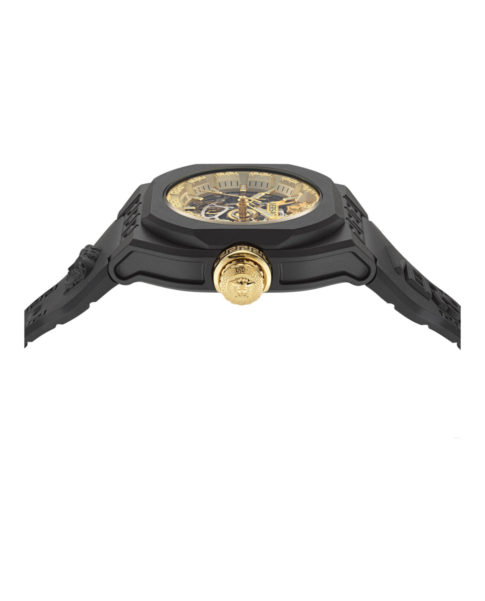 Versace Mens V-Legend Skeleton Black 42mm Strap Fashion Watch
