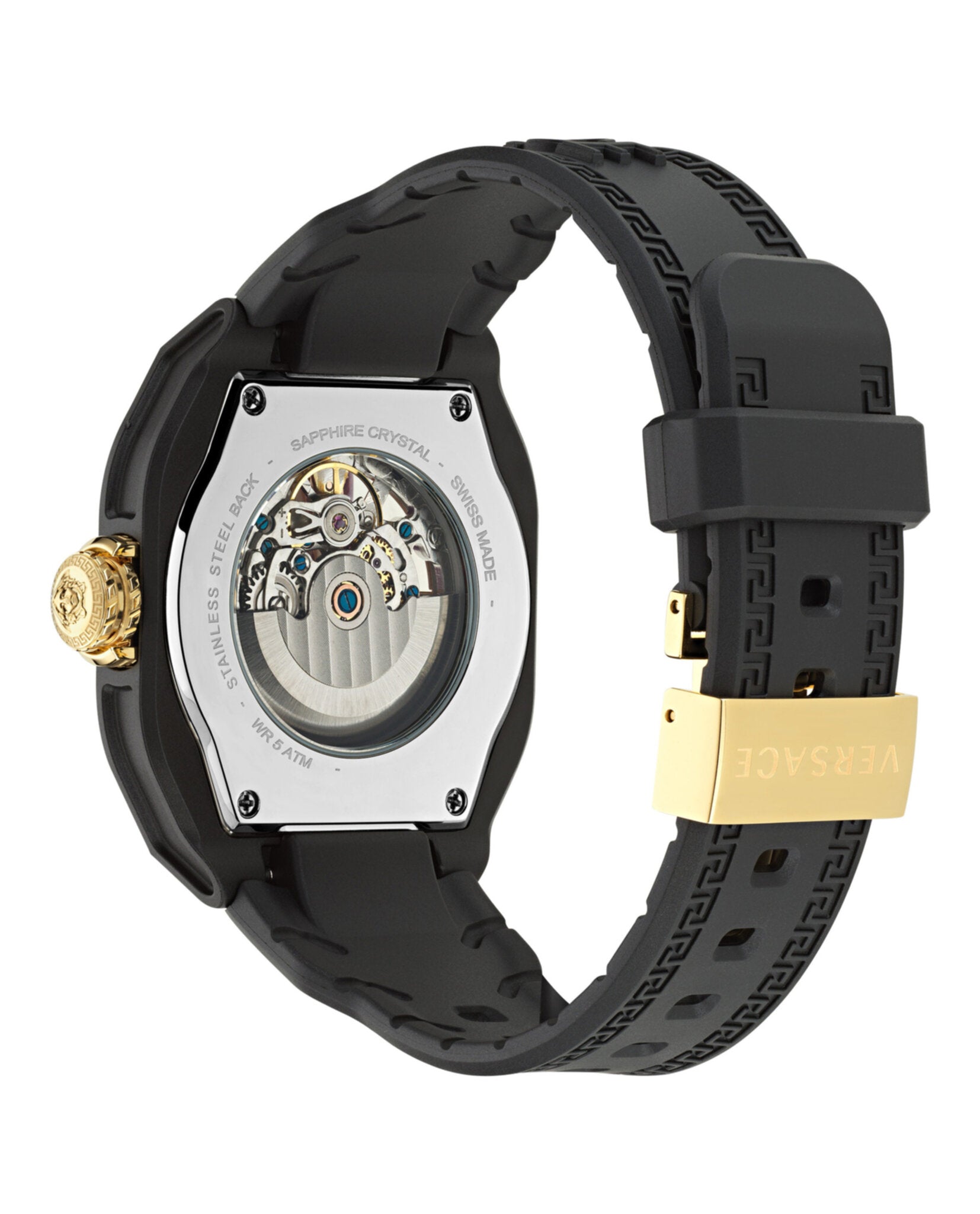 Versace Mens V-Legend Skeleton Black 42mm Strap Fashion Watch