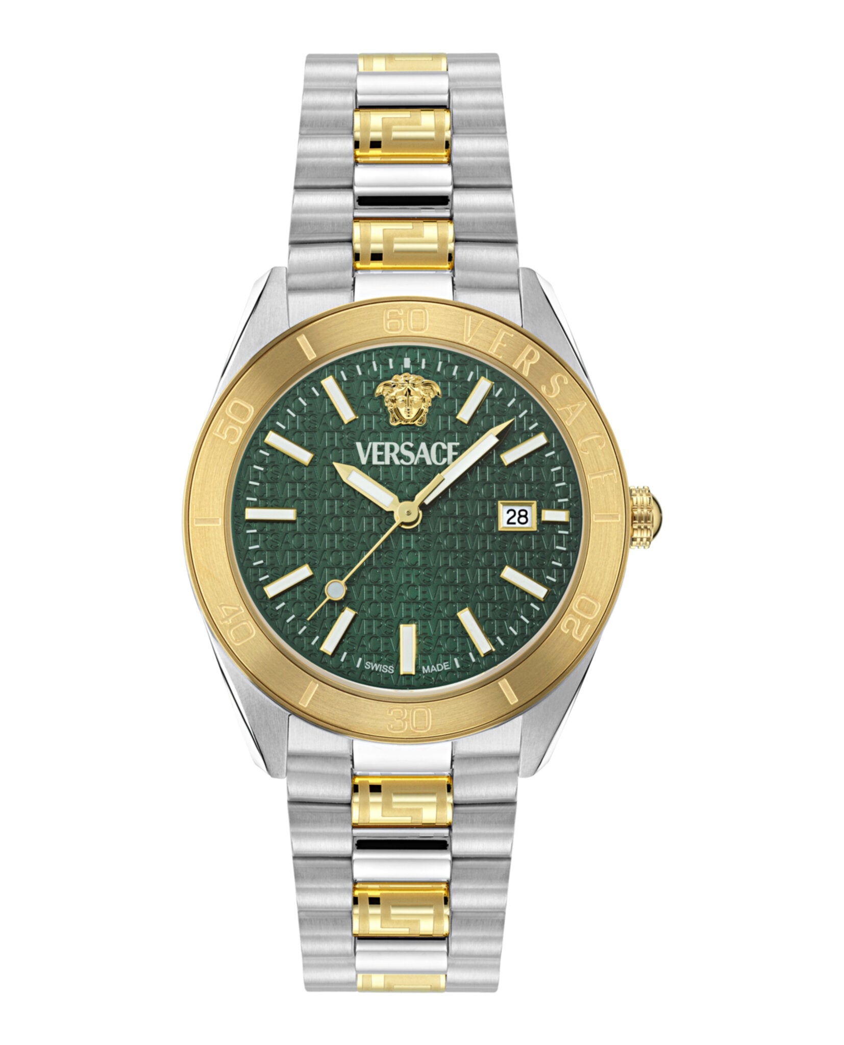 Versace Mens Two Tone 42mm Bracelet Fashion Watch