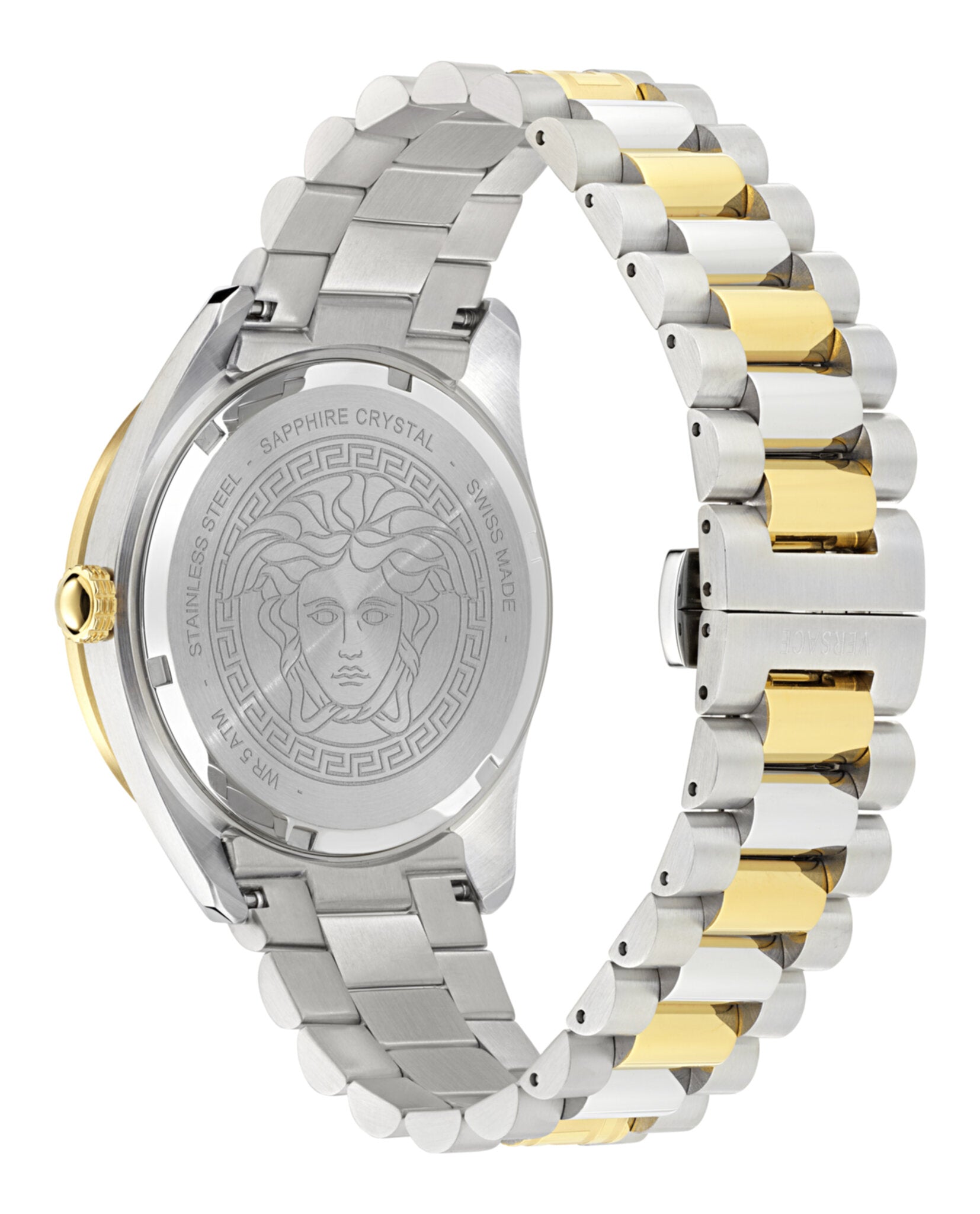 Versace Mens Two Tone 42mm Bracelet Fashion Watch