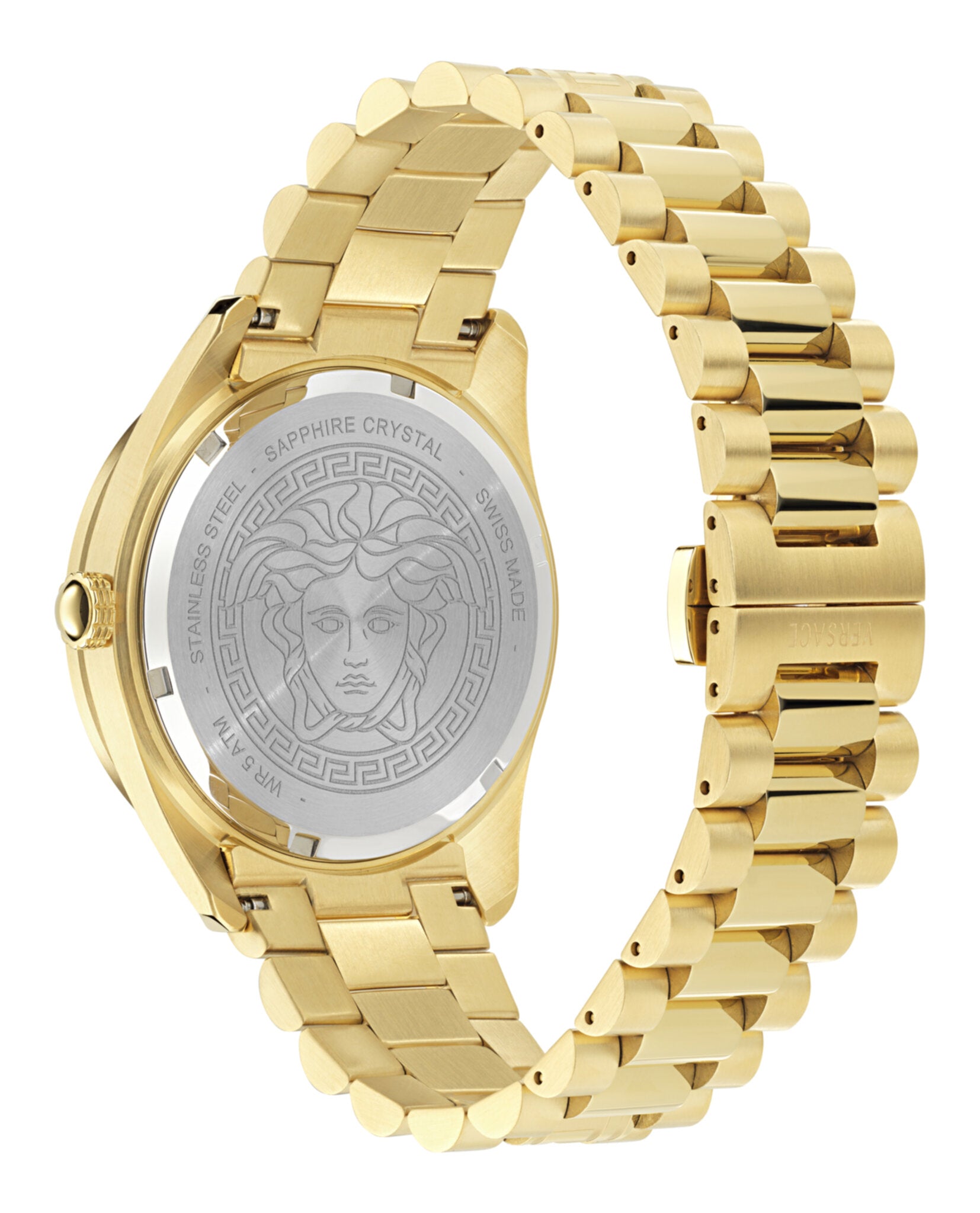 Versace Mens Gold 42mm Bracelet Fashion Watch