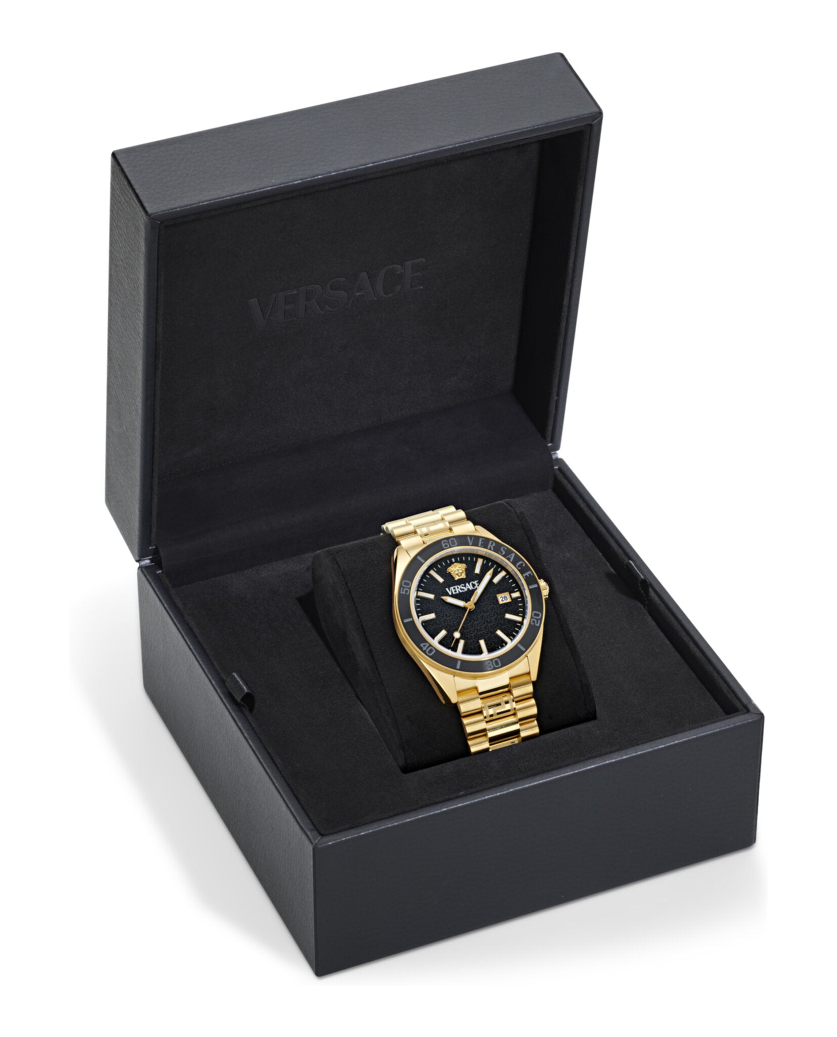 Versace Mens Gold 42mm Bracelet Fashion Watch