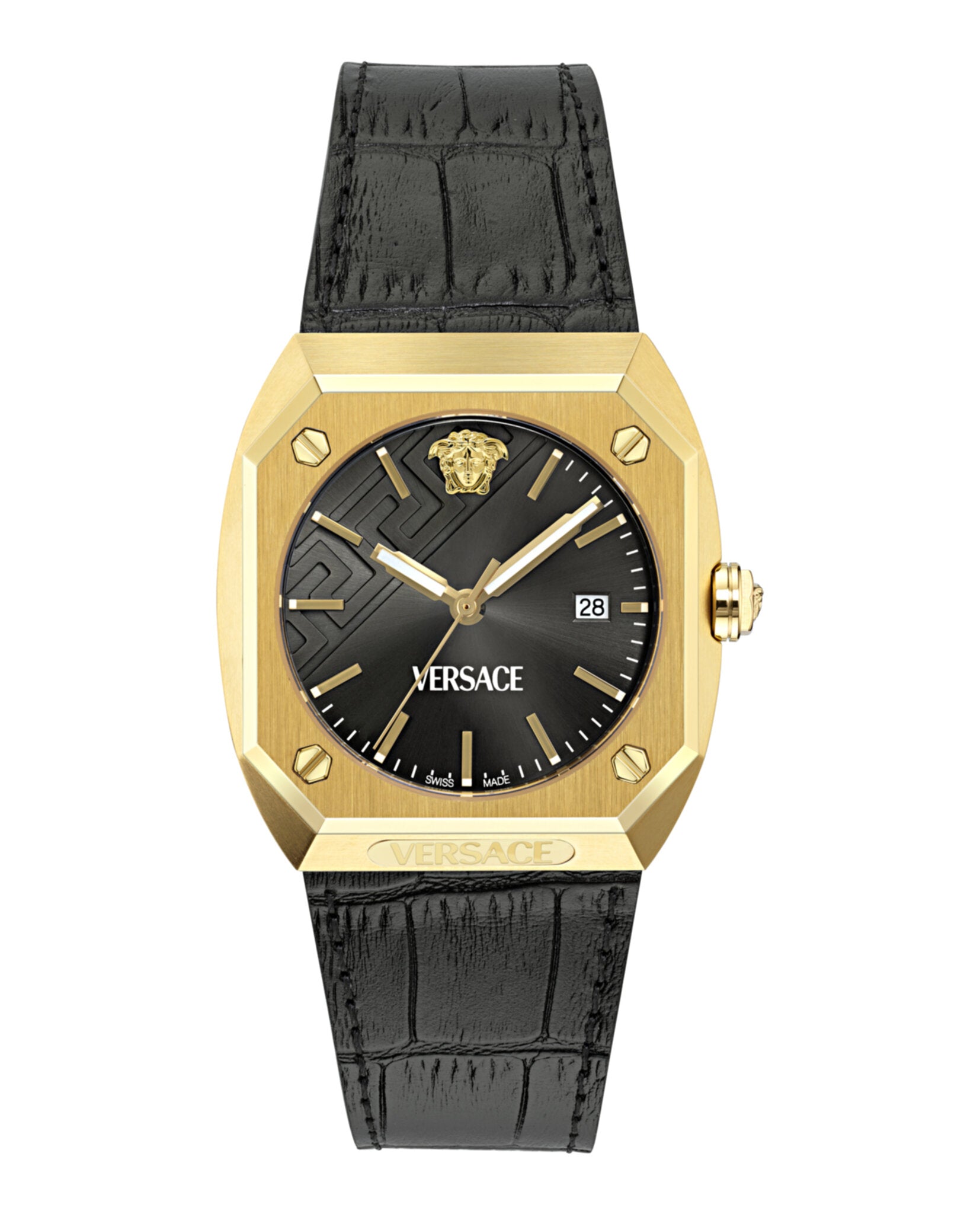 Versace Mens  Gold 44mm Strap Fashion Watch