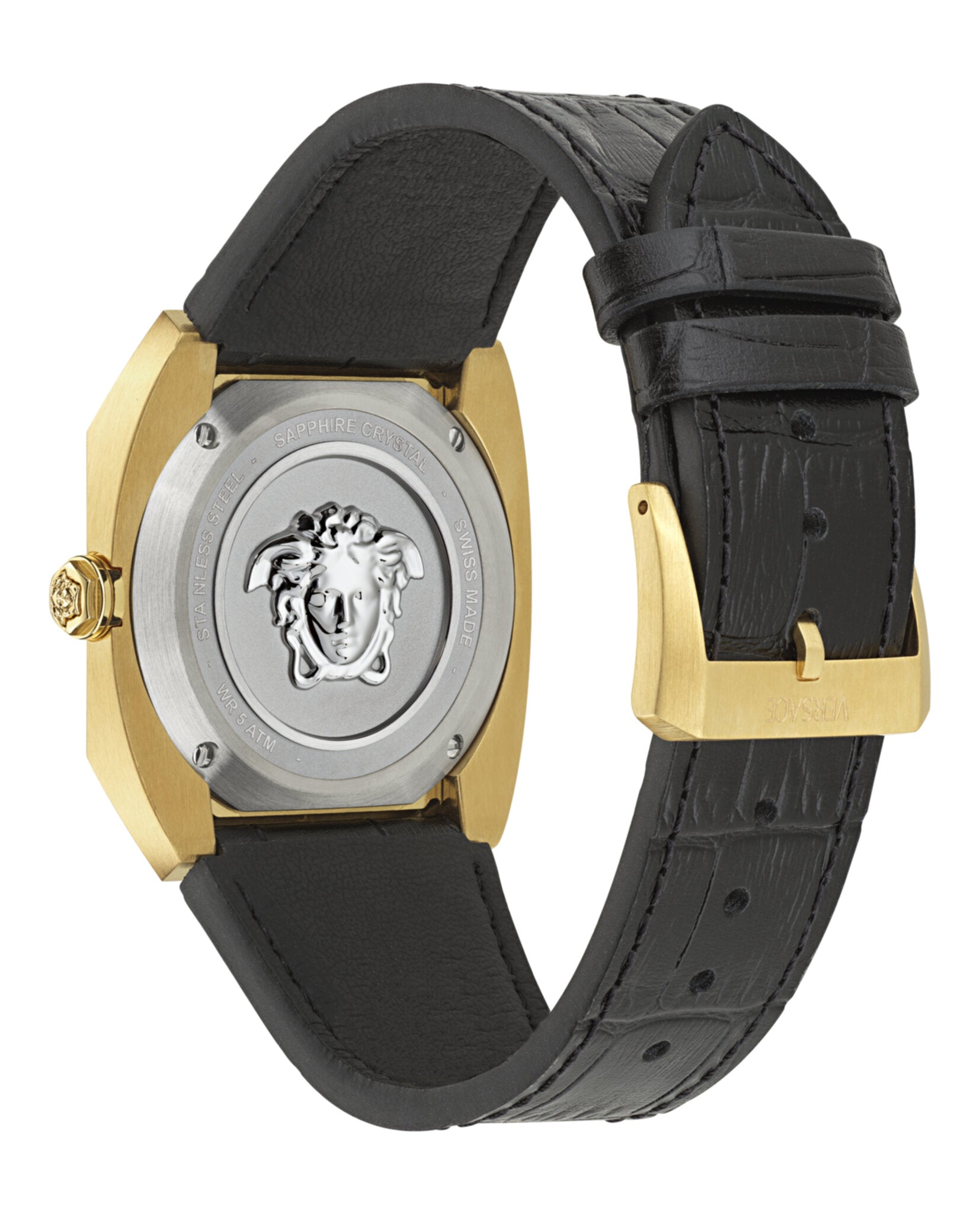 Versace Mens  Gold 44mm Strap Fashion Watch