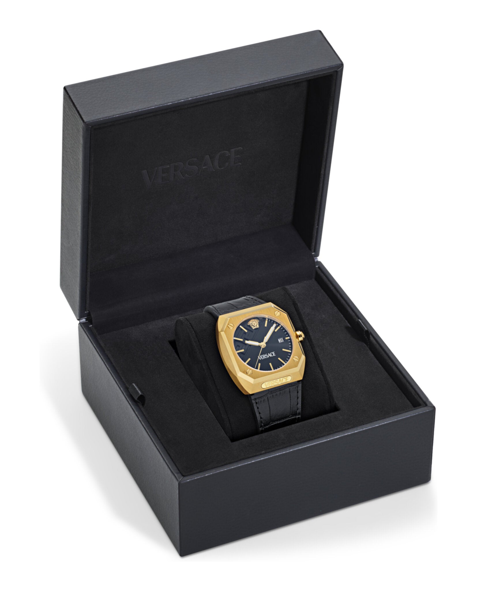 Versace Mens  Gold 44mm Strap Fashion Watch