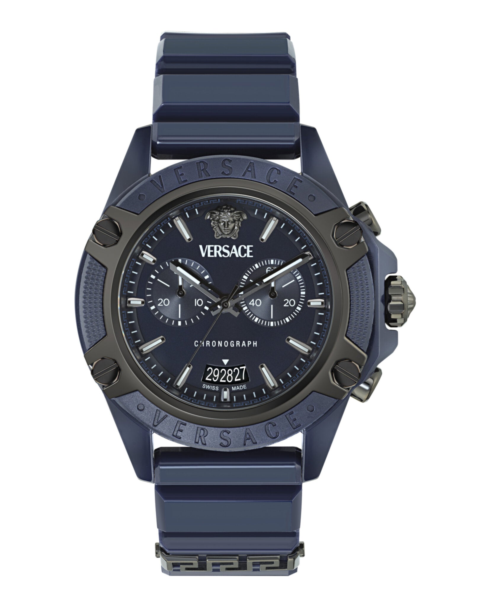 Versace Versace Mens  Blue 44mm Strap Fashion Watch