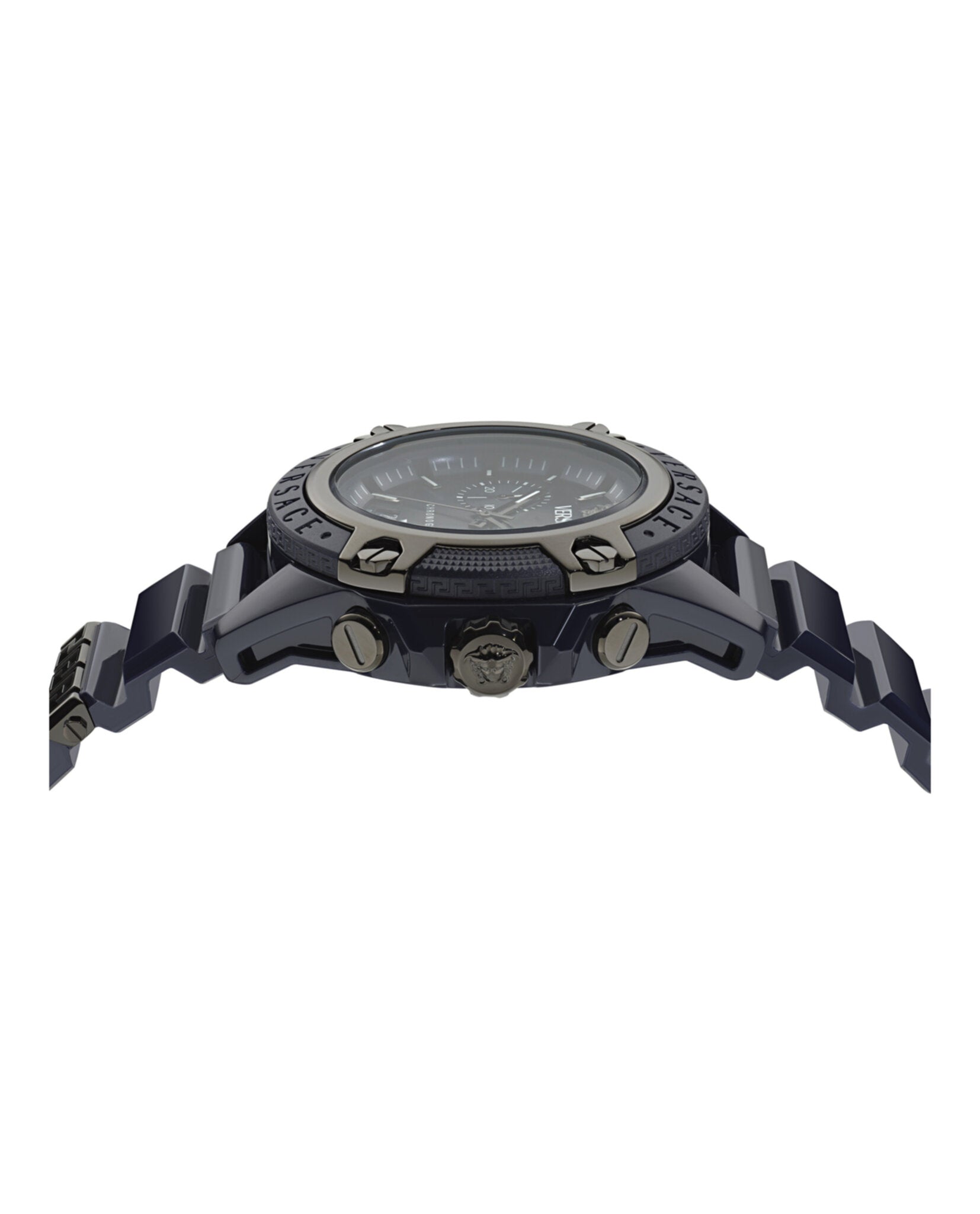 Versace Versace Mens  Blue 44mm Strap Fashion Watch