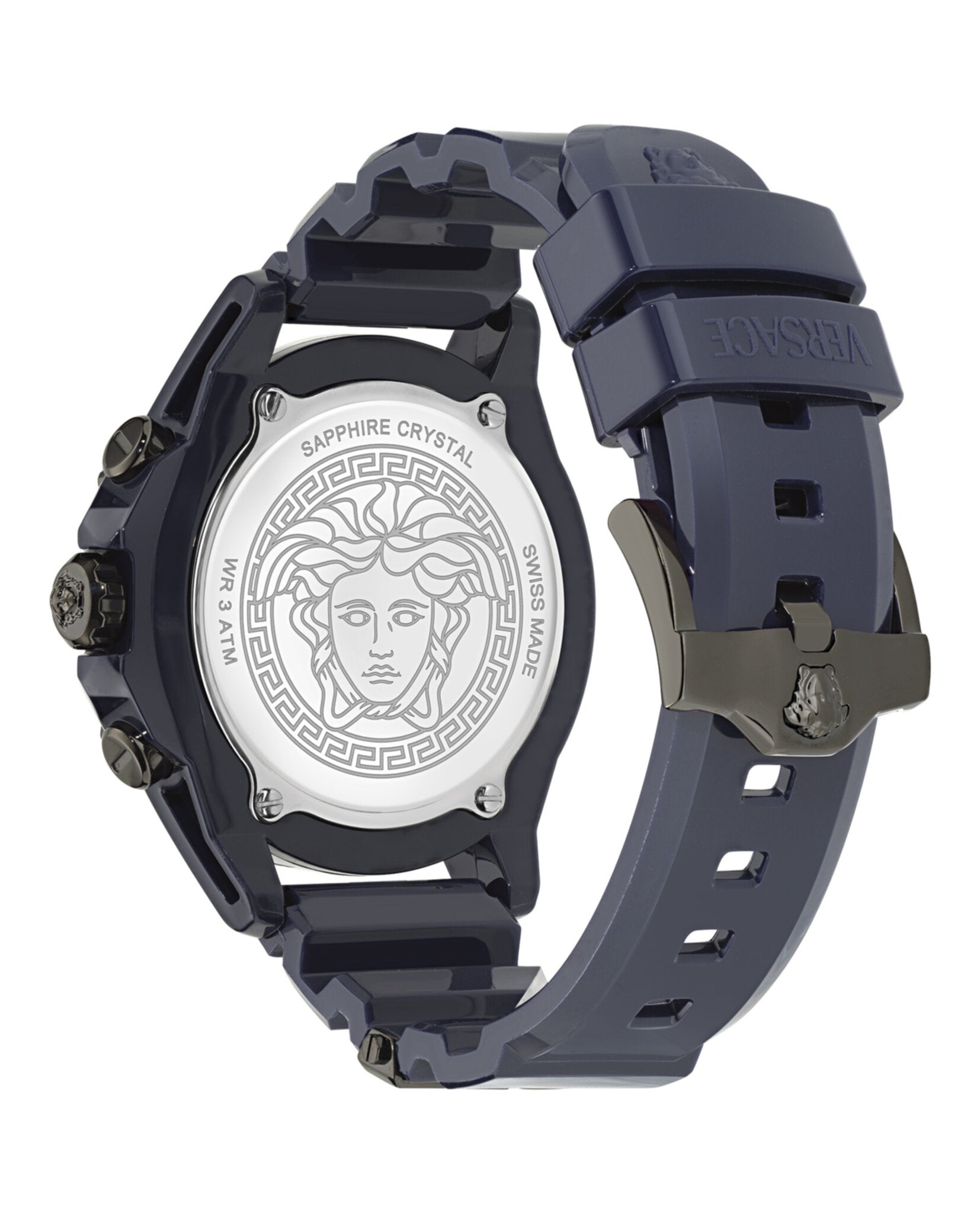 Versace Versace Mens  Blue 44mm Strap Fashion Watch
