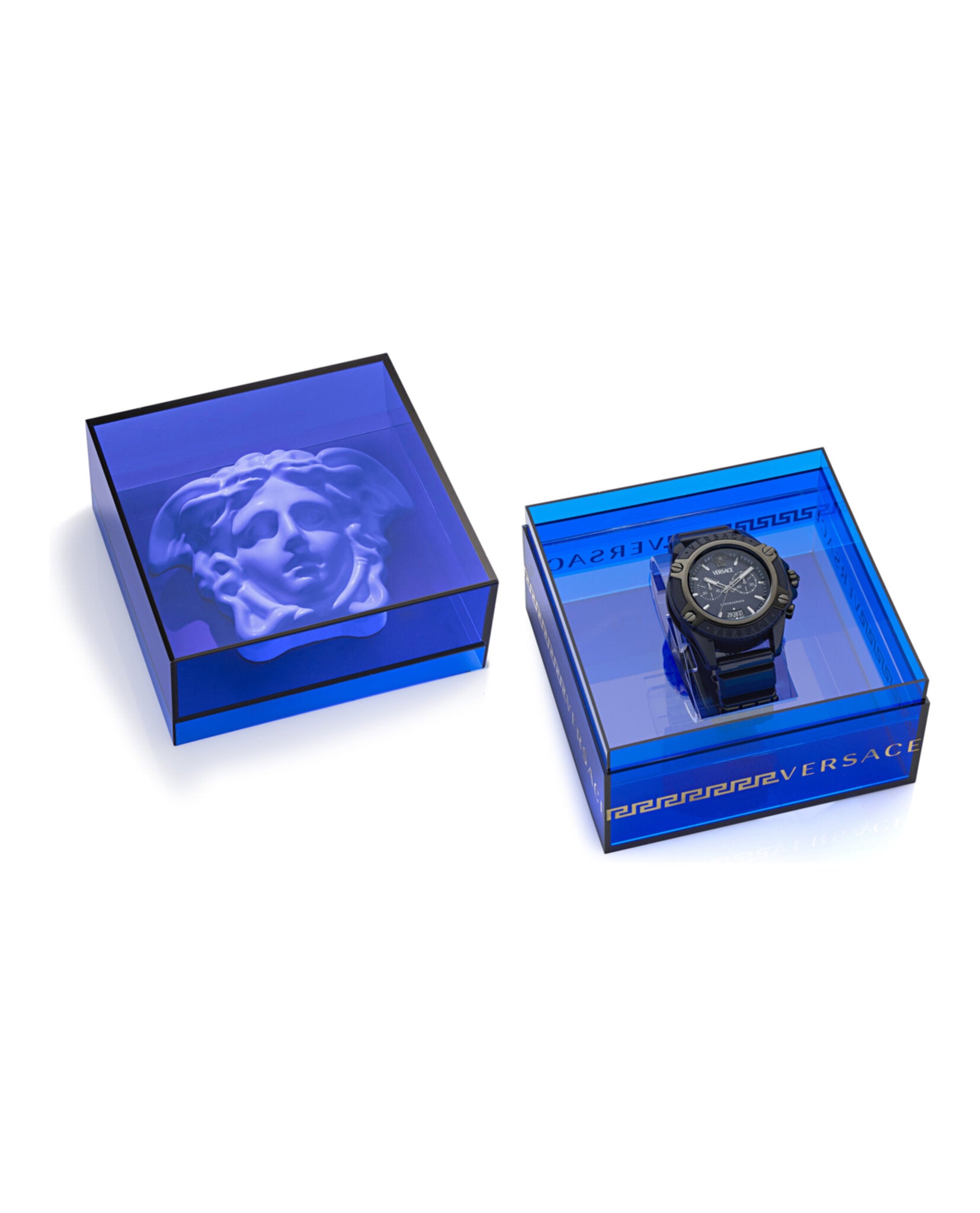 Versace Versace Mens  Blue 44mm Strap Fashion Watch