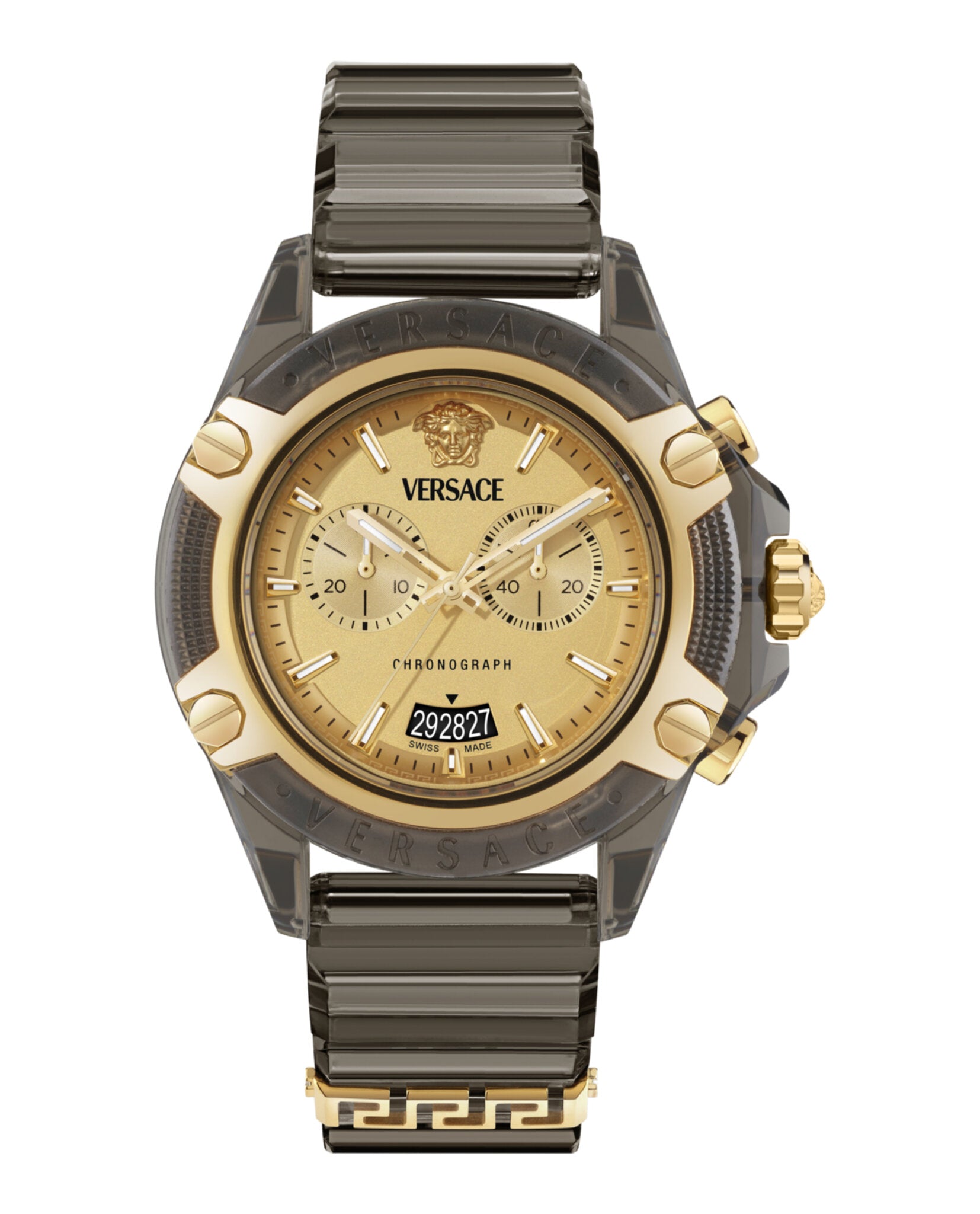 Versace Mens Black 44mm Strap Fashion Watch