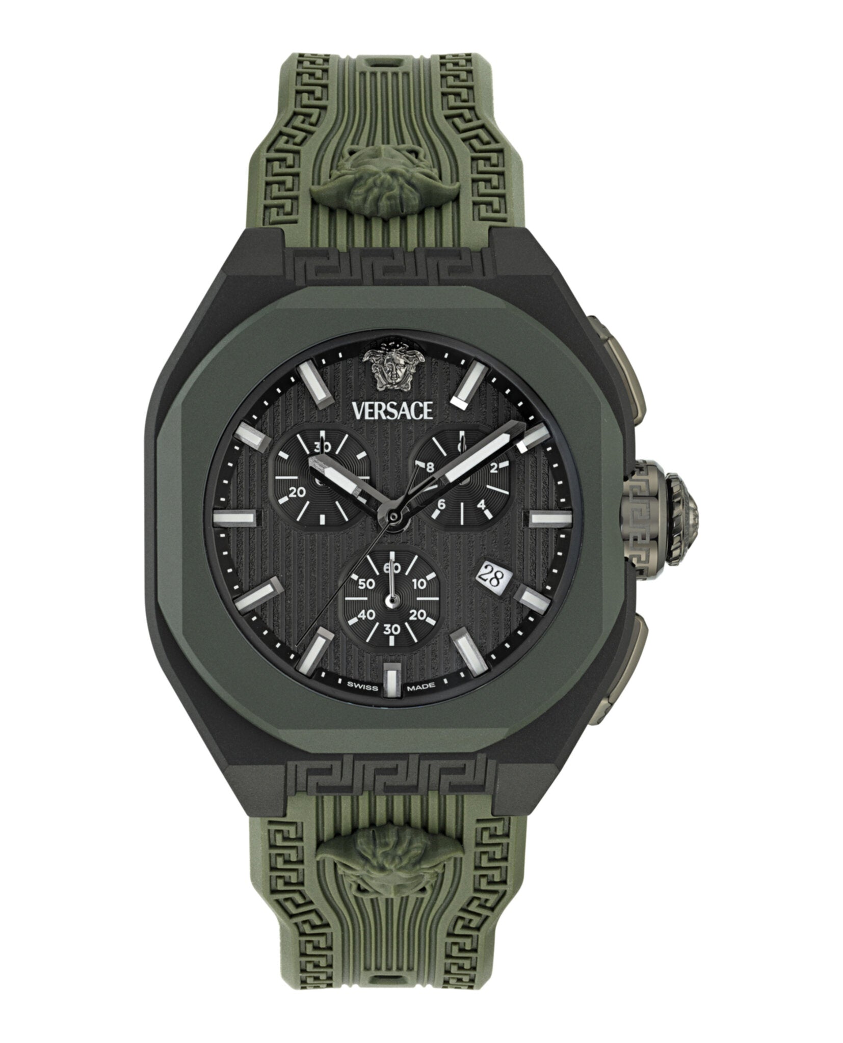 Versace Mens Black 44mm Strap Fashion Watch
