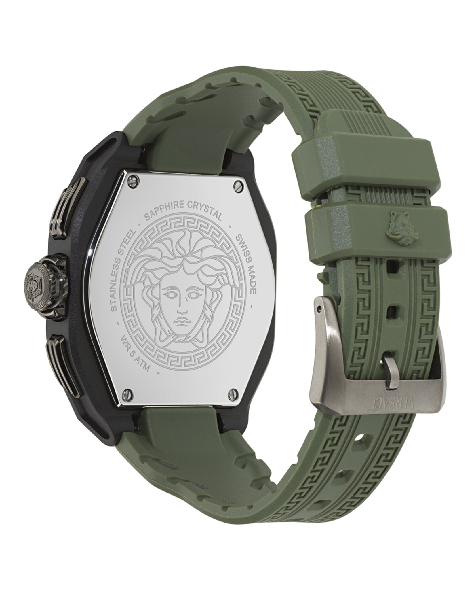 Versace Mens Black 44mm Strap Fashion Watch