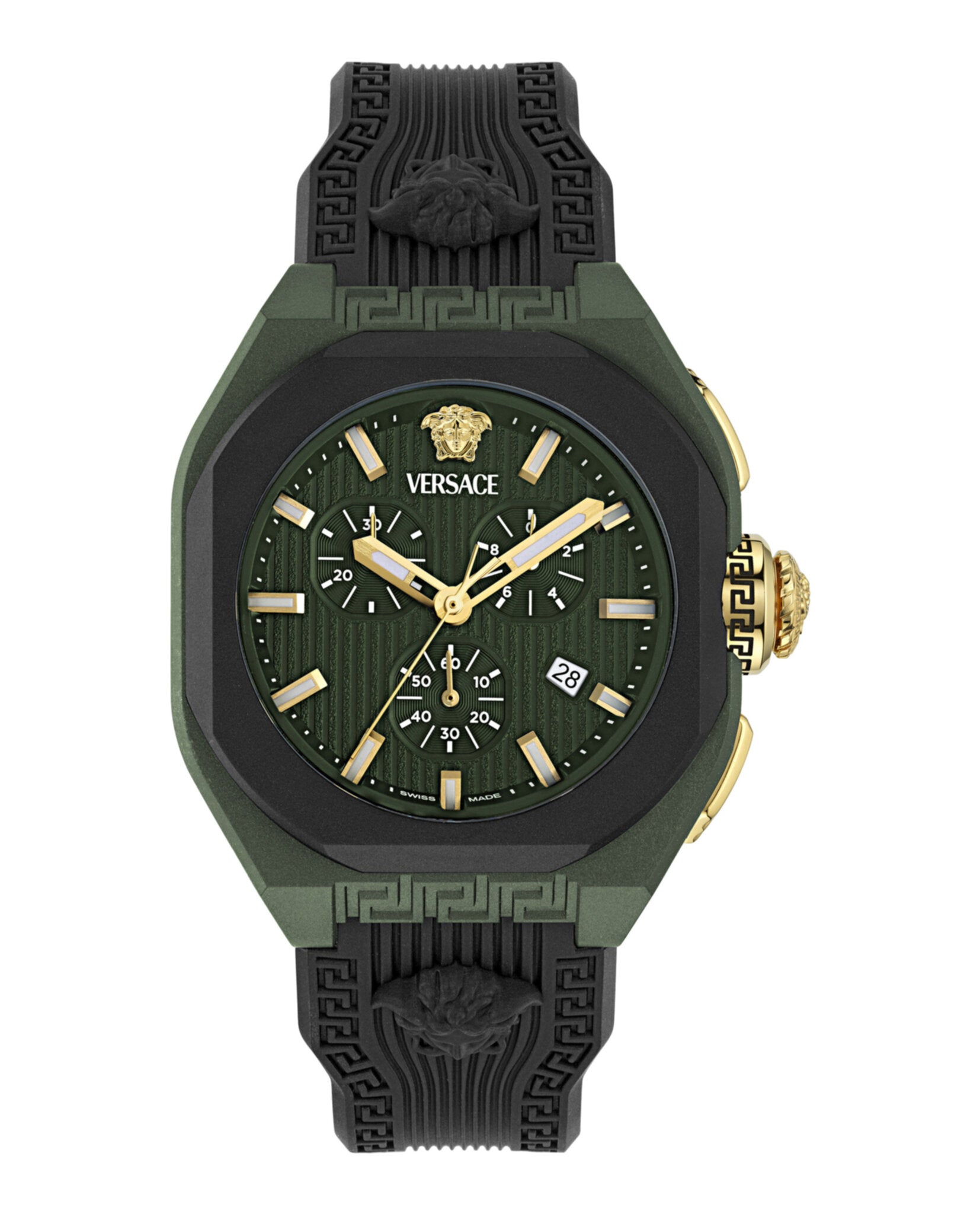 Versace Mens Green 44mm Strap Fashion Watch