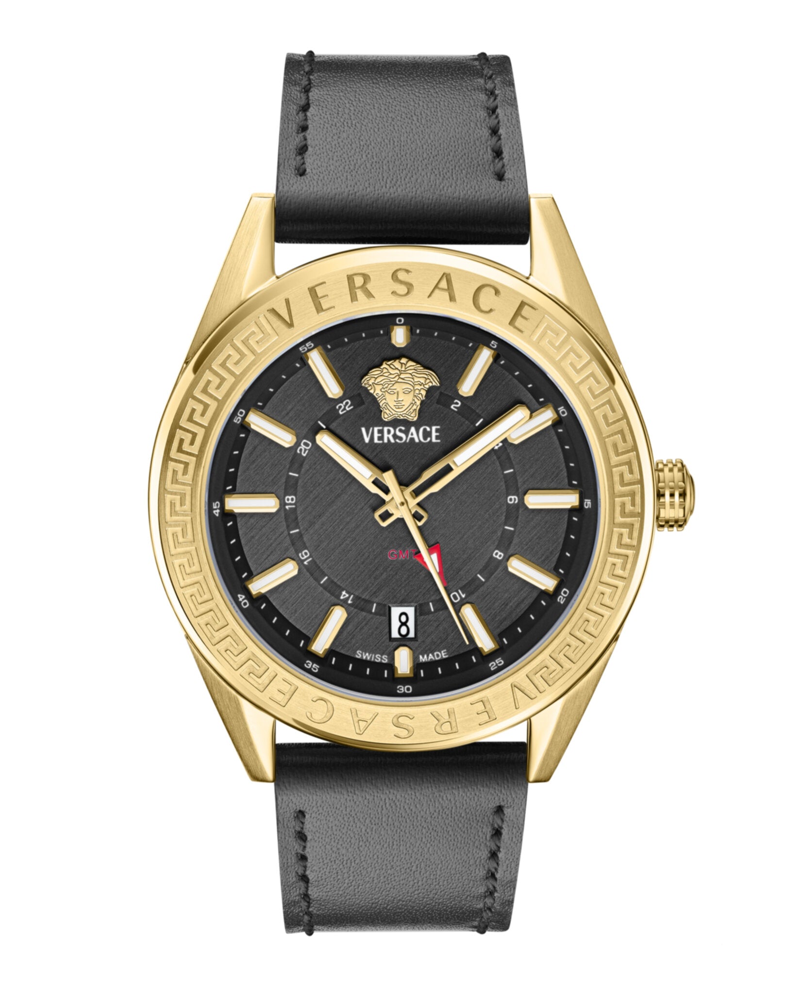 Versace Mens Gold 42mm Strap Fashion Watch