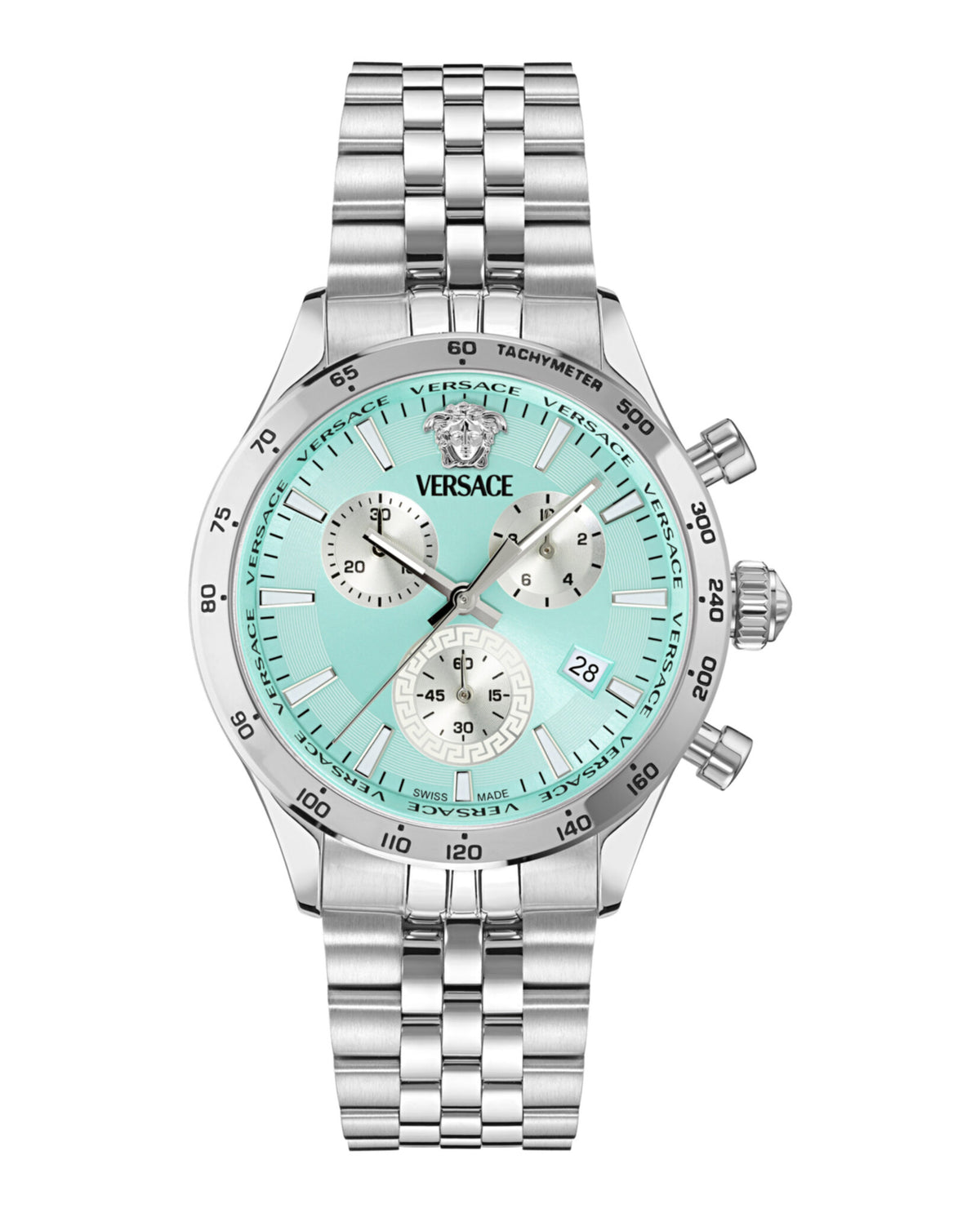 Versace Mens Stainless Steel 40mm Bracelet Fashion Watch