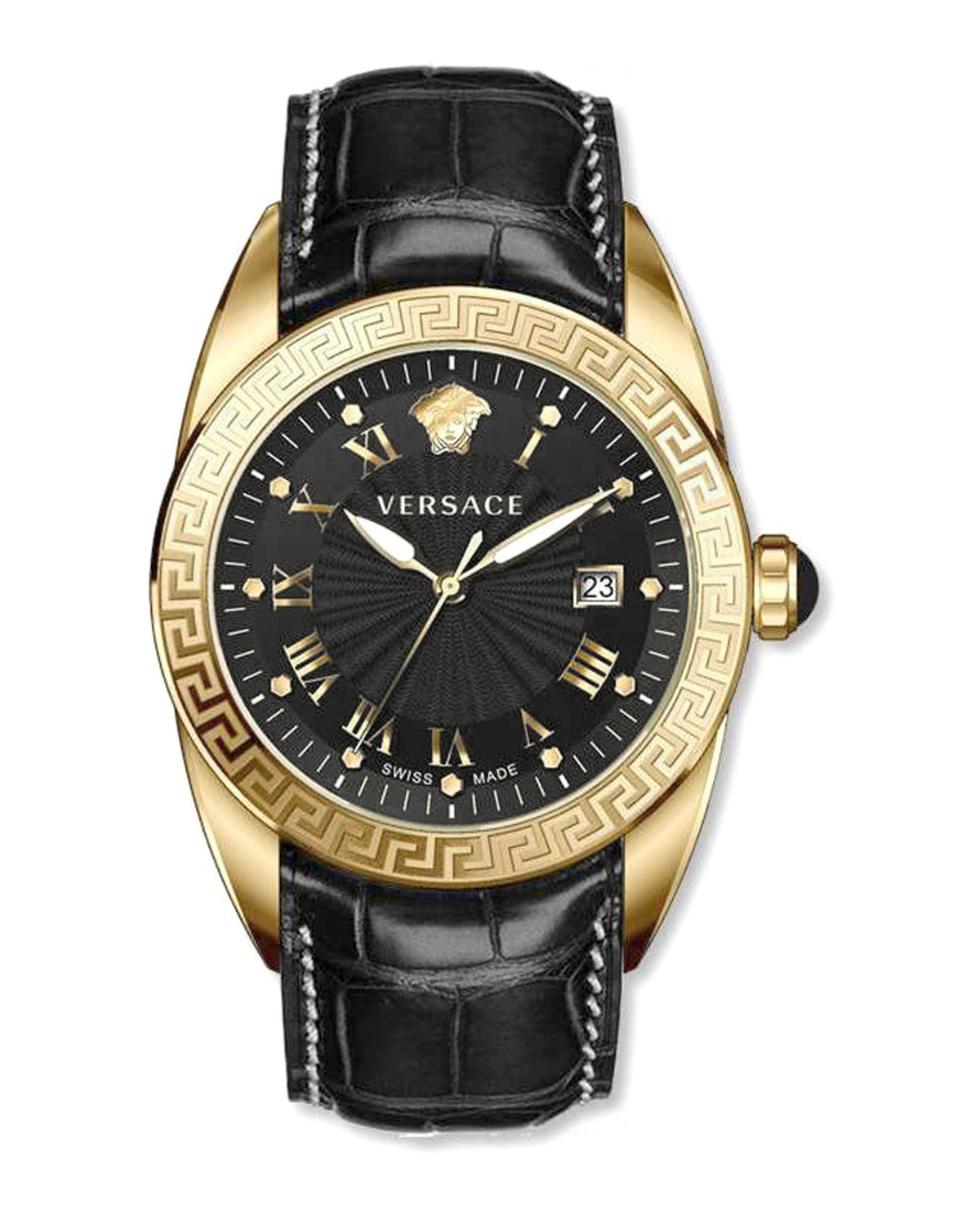 Versace Versace Mens  IP Yellow Gold 42mm Strap Fashion Watch