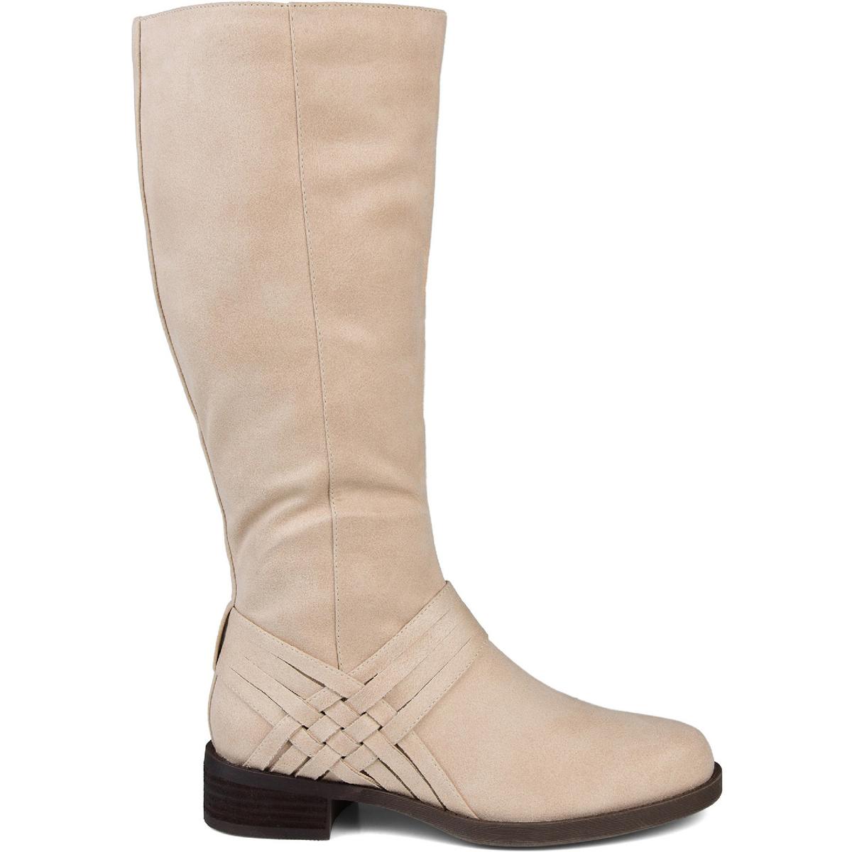 Womens Faux Suede Wide Calf Mid-Calf Boots